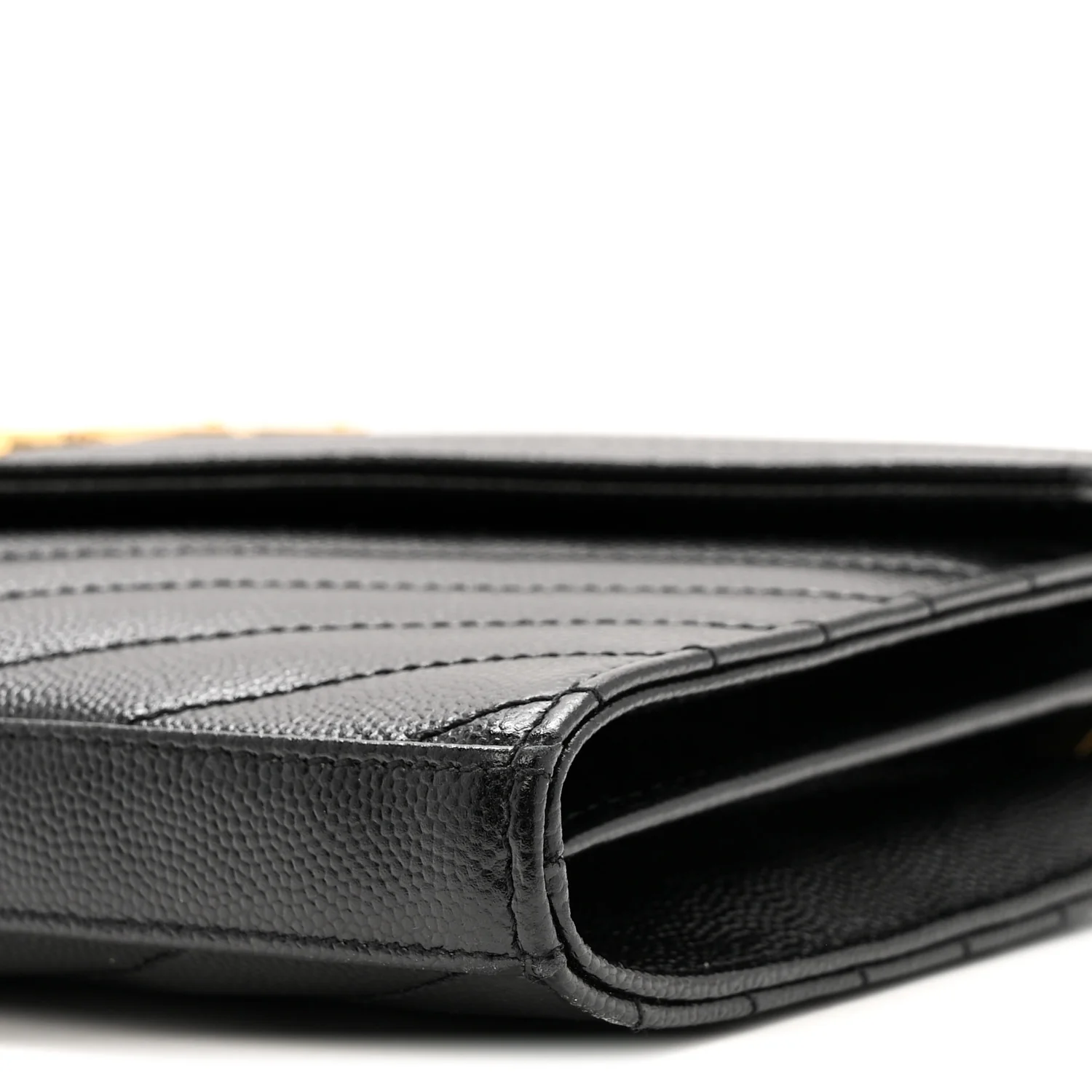 Grain De Poudre Matelasse Chevron Monogram Chain Wallet Black - Top Club
