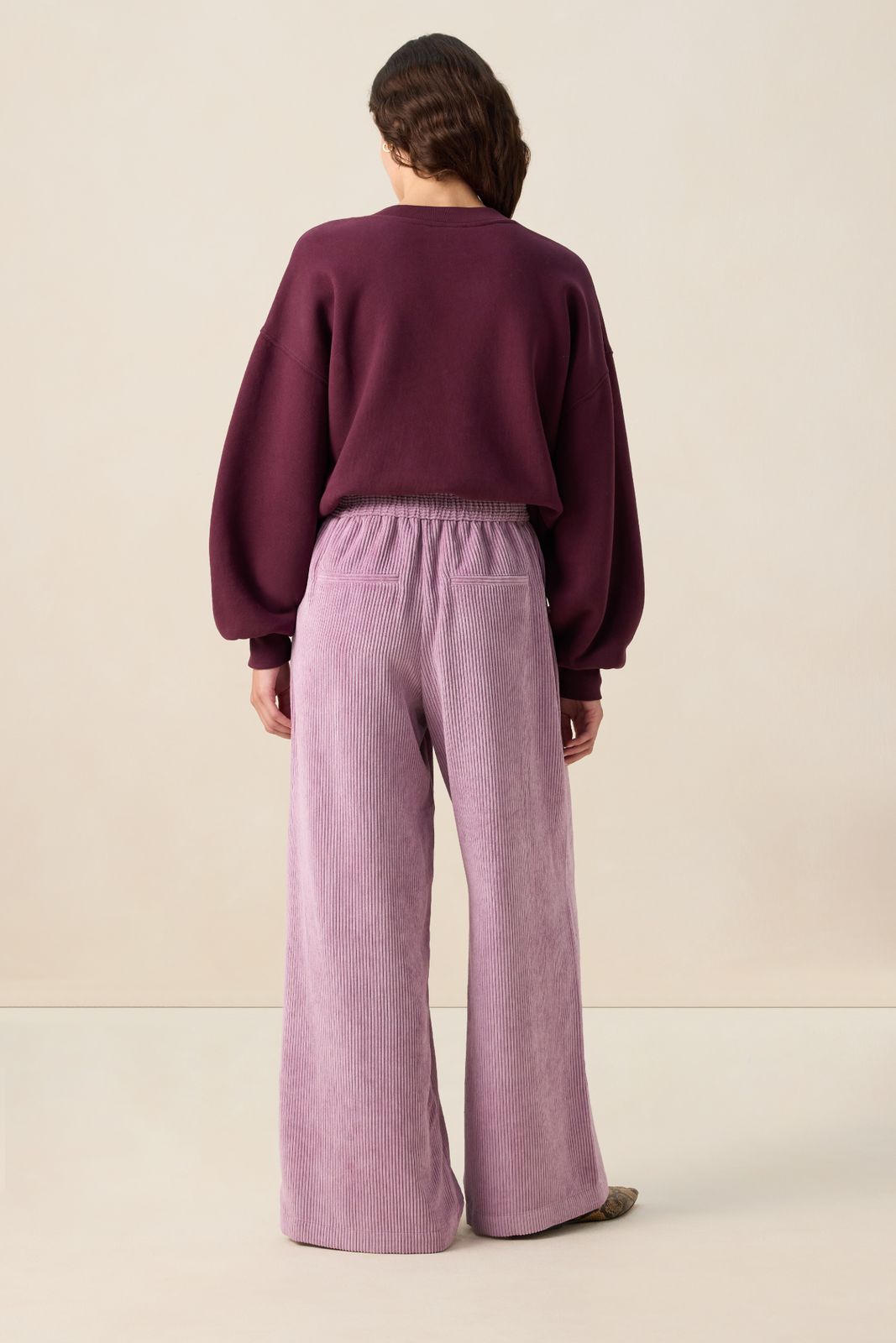 Lichtpaarse high waist corduroy broek