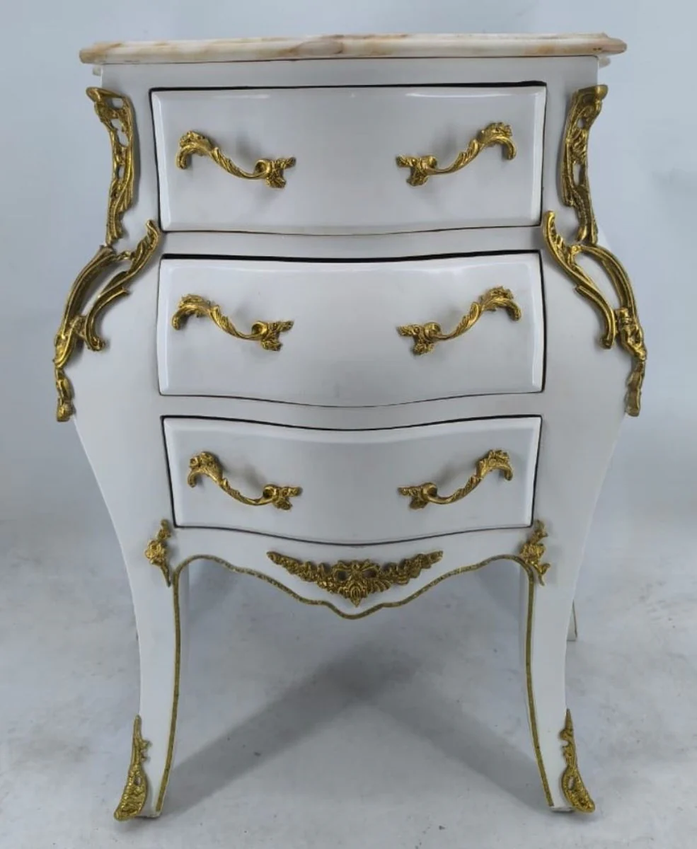Baroque chest of drawers with 3 drawers white / gold / beige H. 80 cm - Baroque furniture