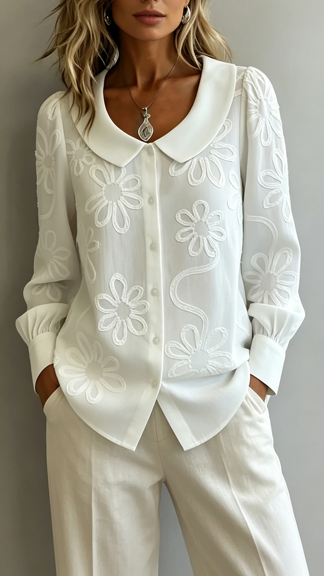 Women's Doll Collar Printed Polyester Blouse - Nordfashionstorm - Women's Clothing, Fashion for You - Nordfashionstorm.com