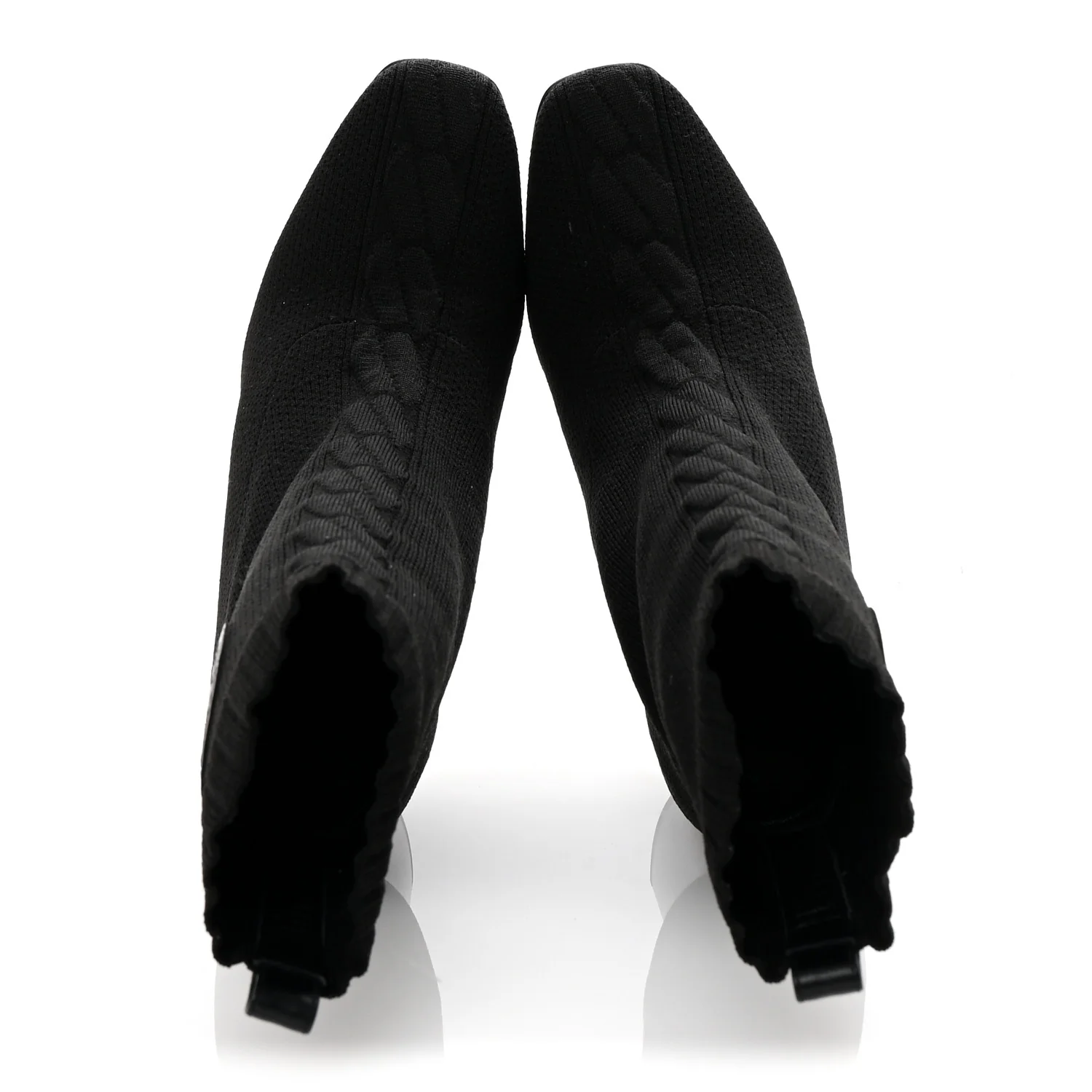 Knit Calfskin Volver 90 Ankle Boots 35 Black