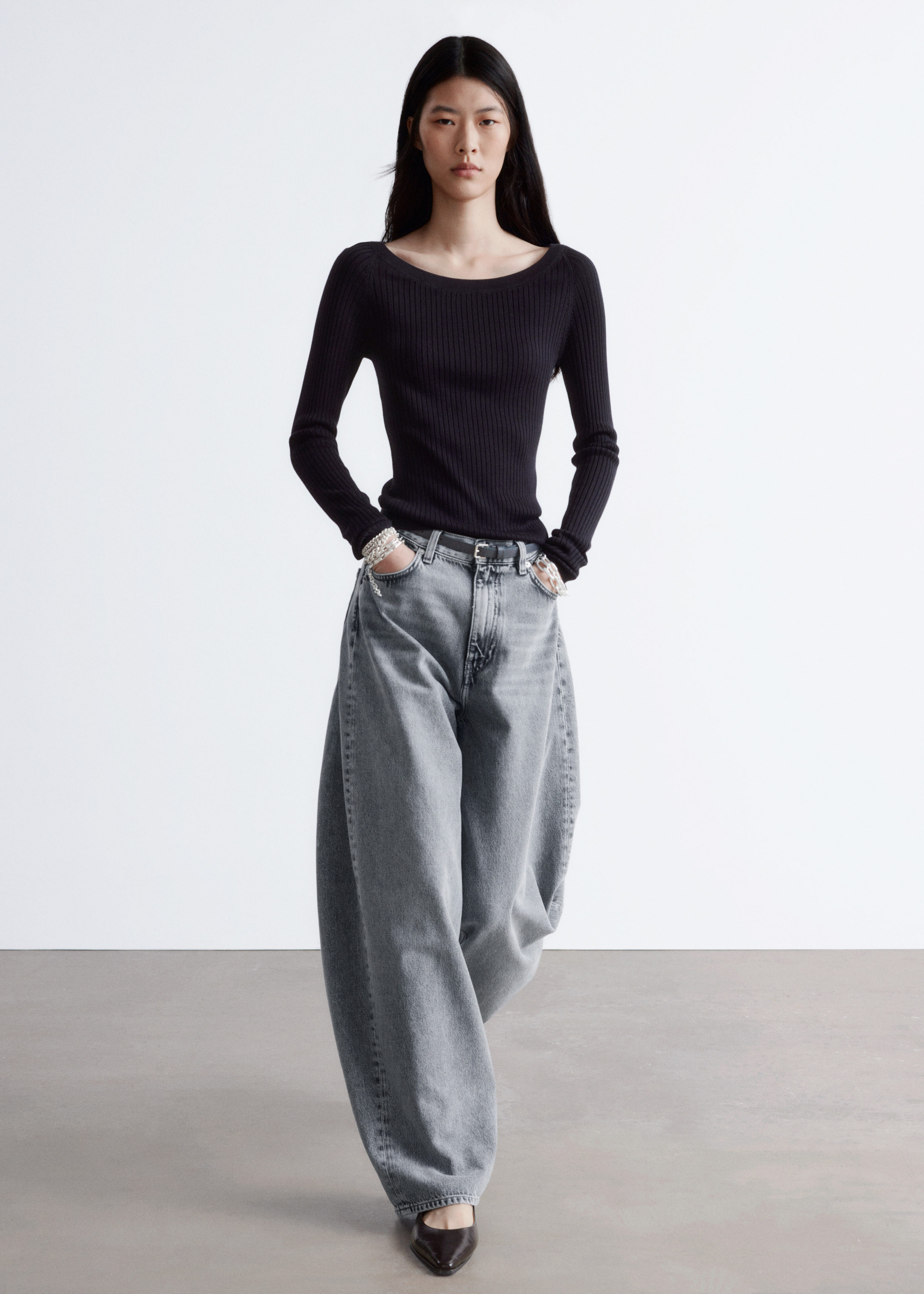 & Other Stories BOAT-NECK RIB-KNIT TOP