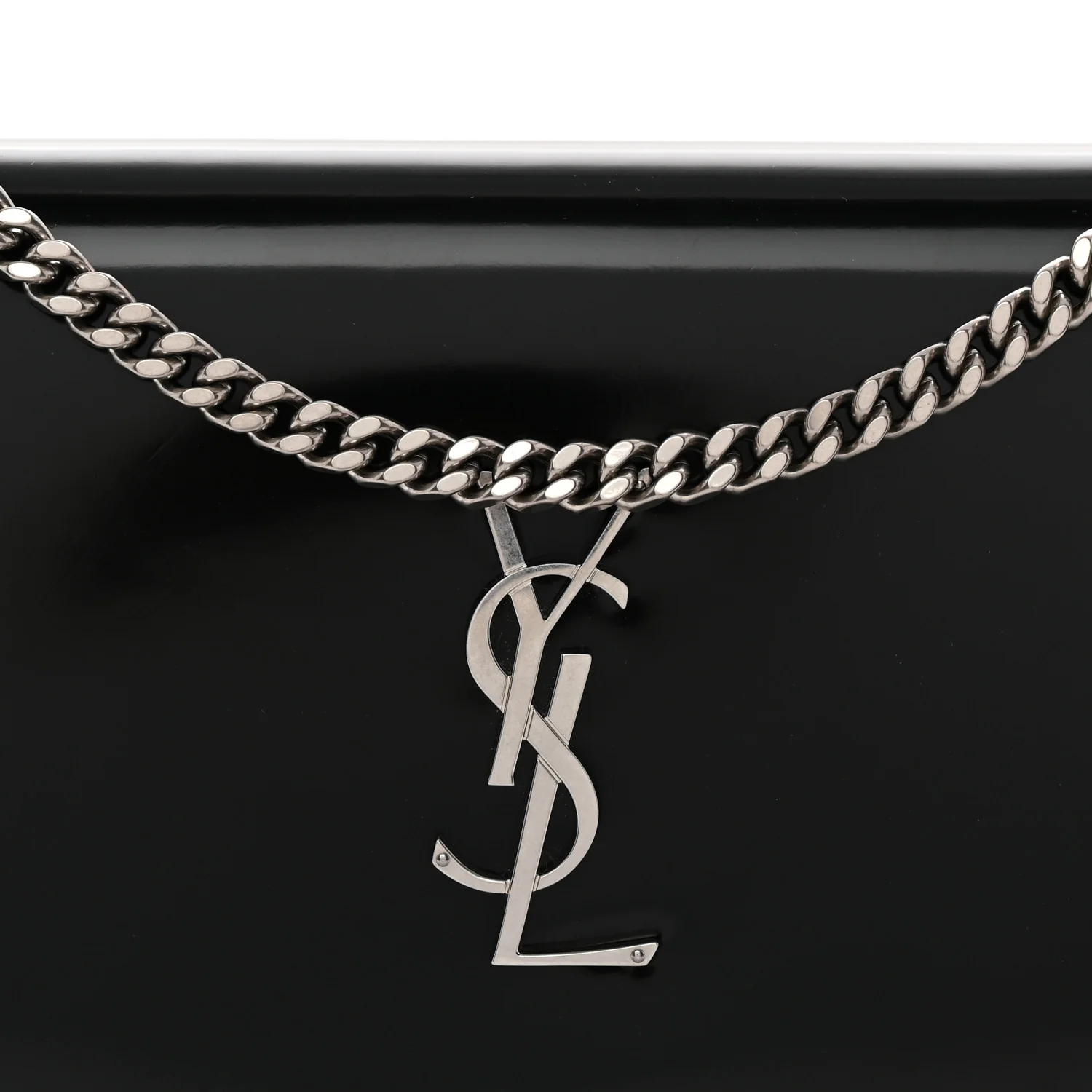 Glazed Calfskin Cassandre Wallet On Chain WOC Black - Top Club