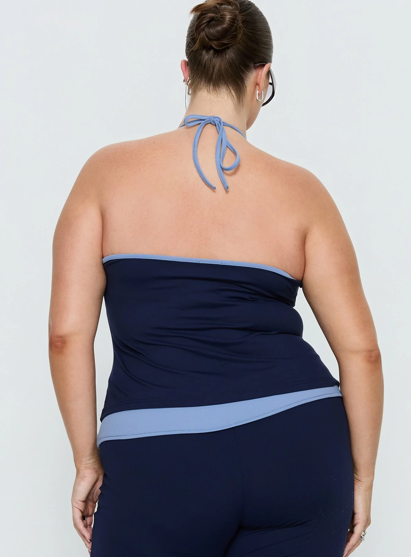 Kobee Jersey Halter Top Navy / Light Blue Curve