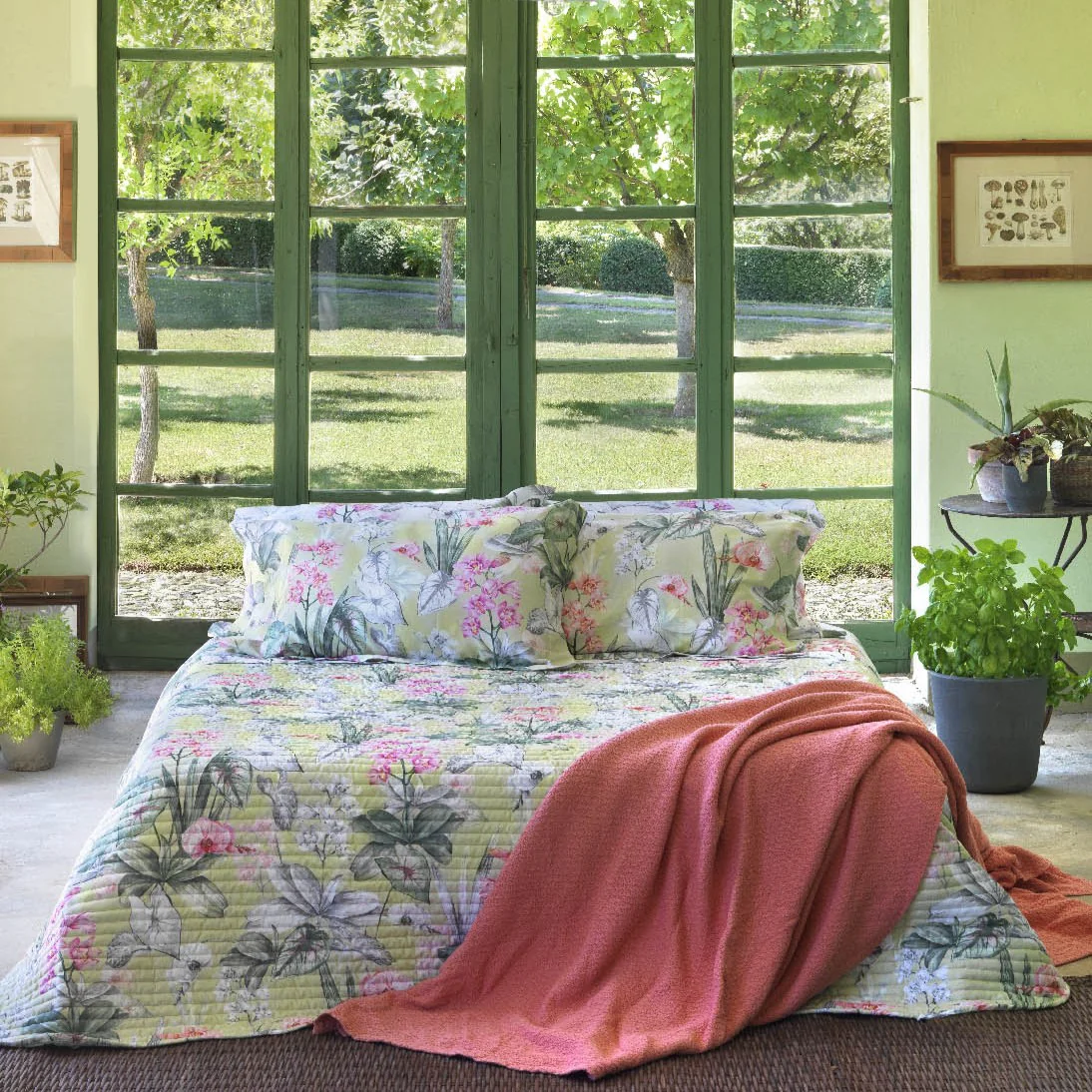 Copriletto Trapuntato In Raso Di Cotone Proust'S Orchid Matrimoniale