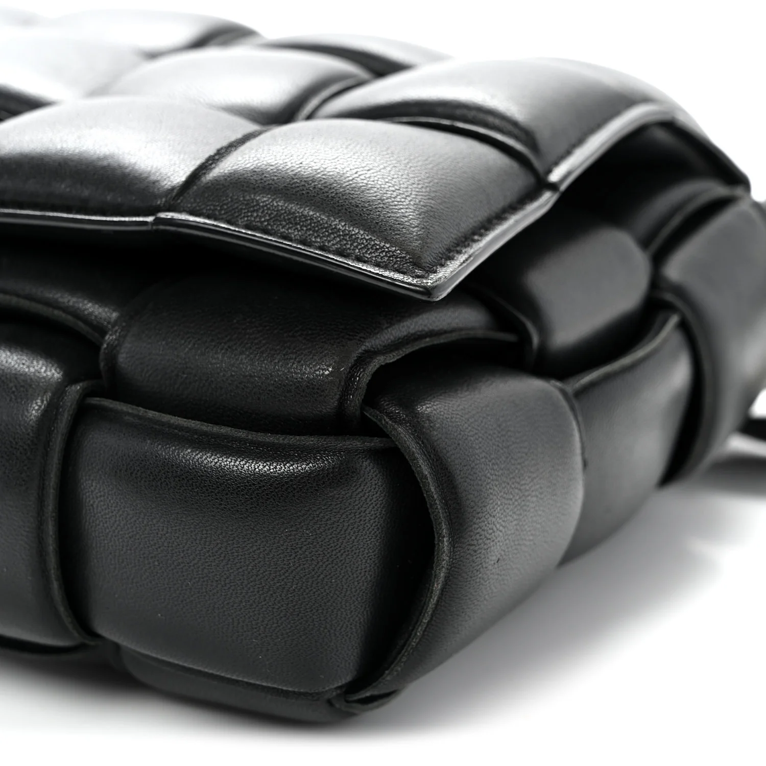 Nappa Maxi Intreccio Padded Cassette Crossbody Bag Black - Top Club