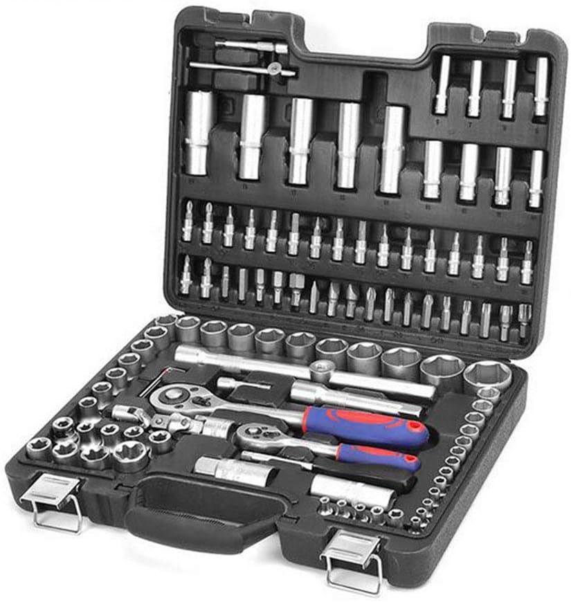 Set di Strumenti 108PC Compatibile con Strumenti di Riparazione Auto Set di Strumenti Meccanici Set di Prese di placcatura Opaca Set di Chiavi a cricchetto Chiavi a cricchetto