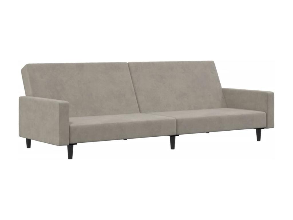 Sofá cama de 2 plazas terciopelo gris claro