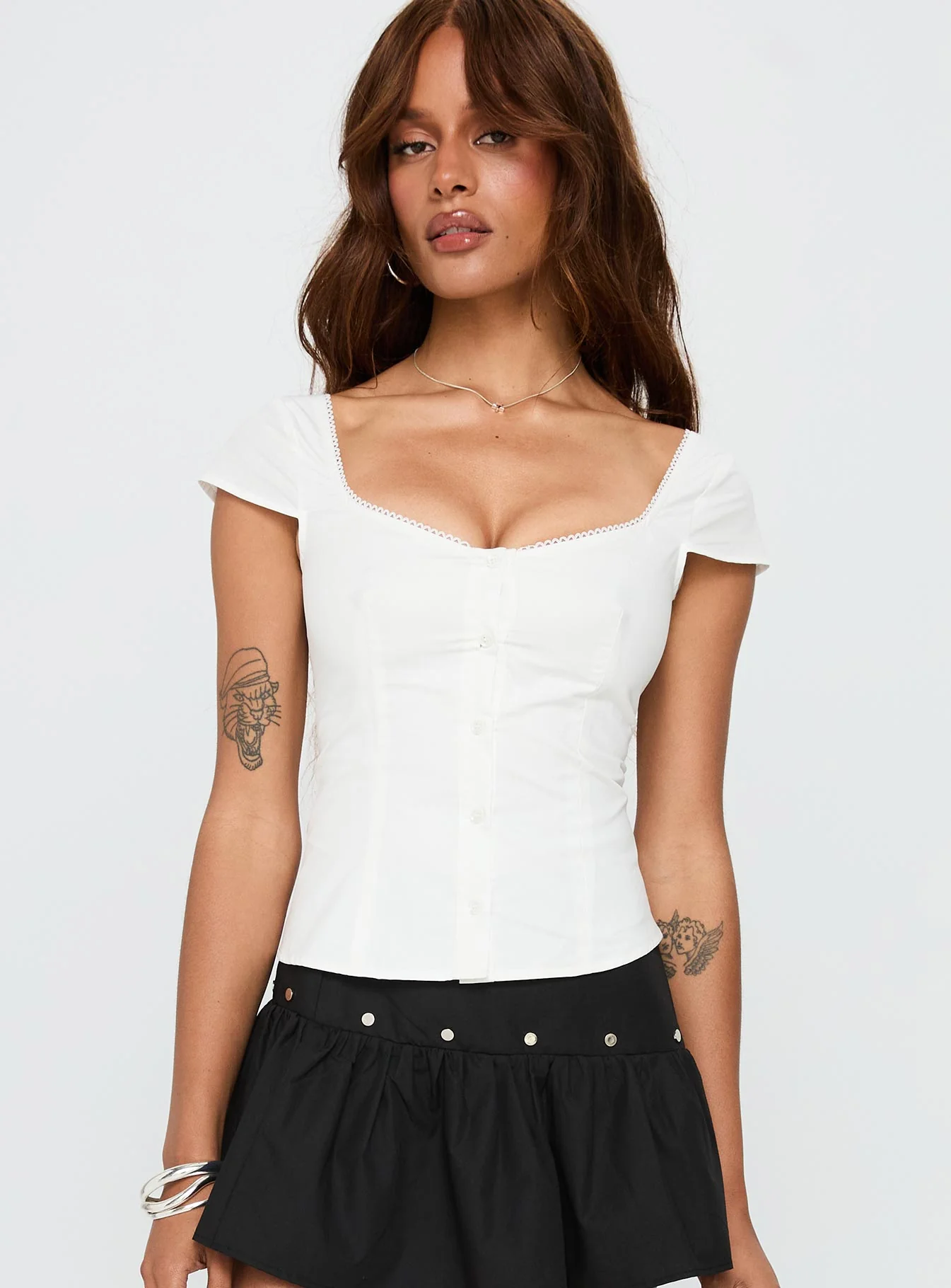 Transcendence Button Up Top White