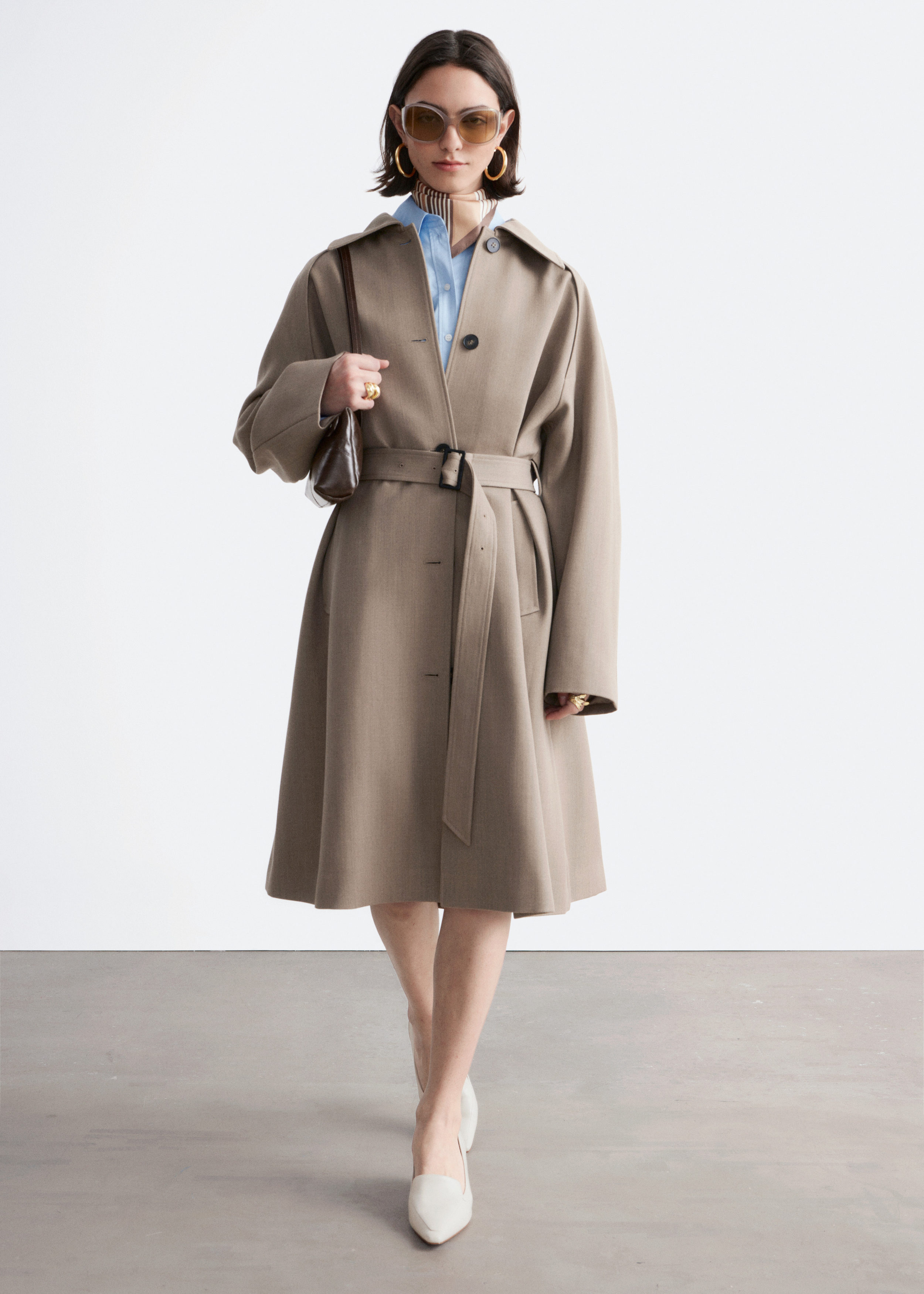 & Other Stories TIE-BELT WOOL TRENCH COAT