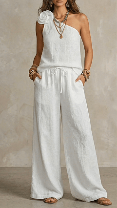 Women's Two-Piece Set: One-Shoulder Strap Top & T-Shirt - Nordfashionstorm - Women's Clothing, Fashion for You - Nordfashionstorm.com