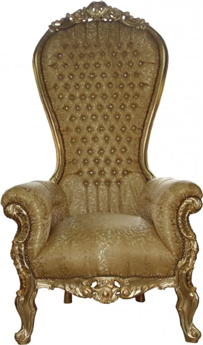 Baroque throne chair Majestic gold pattern / gold with bling bling glitter stones - giant chair - throne chair Tron