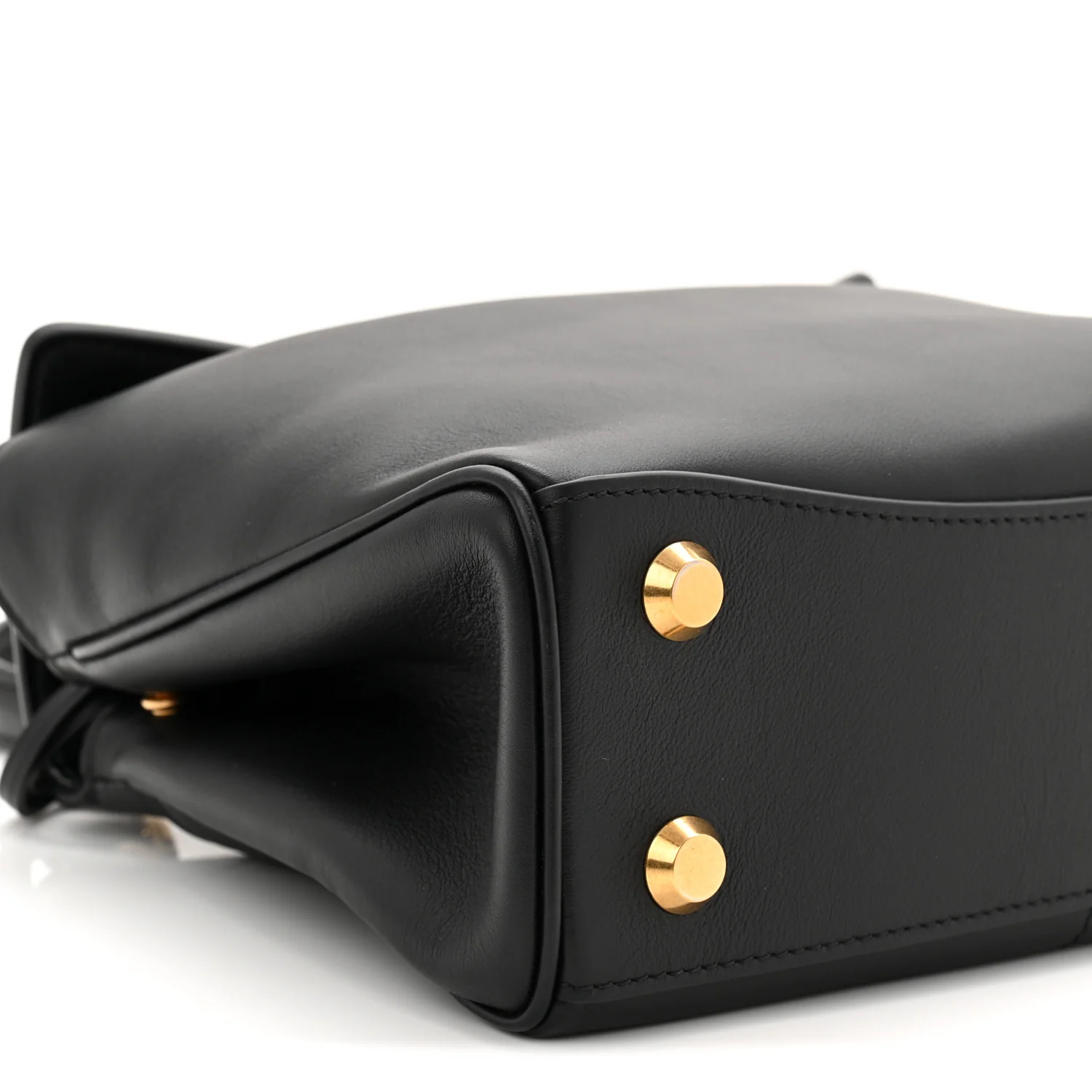 Natural Smooth Calfskin Mini Rodeo Top Handle Handbag Black - Top Club