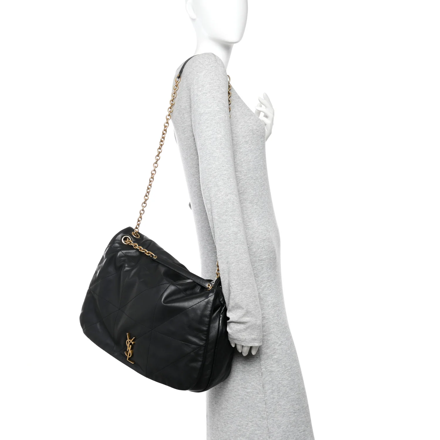 Lambskin Matelasse Monogram Large Jamie 4.3 Black