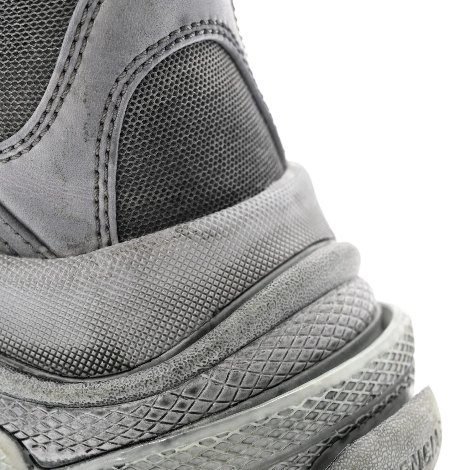 Fabric Mesh Dyed Mens Triple S Sneakers 45 Grey - Top Club