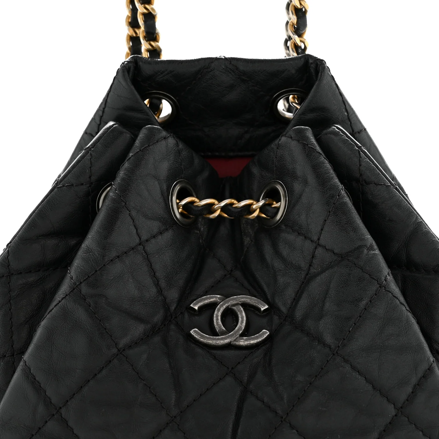 Aged Calfskin Quilted Small Gabrielle Backpack Black - Top Club