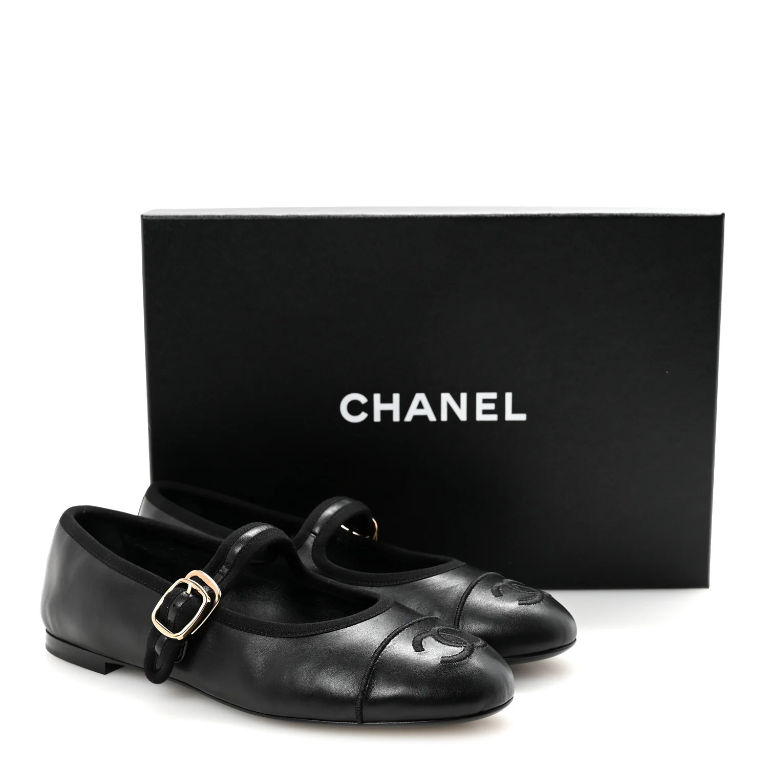 Lambskin Mary Jane Flats 36.5 Black - Top Club