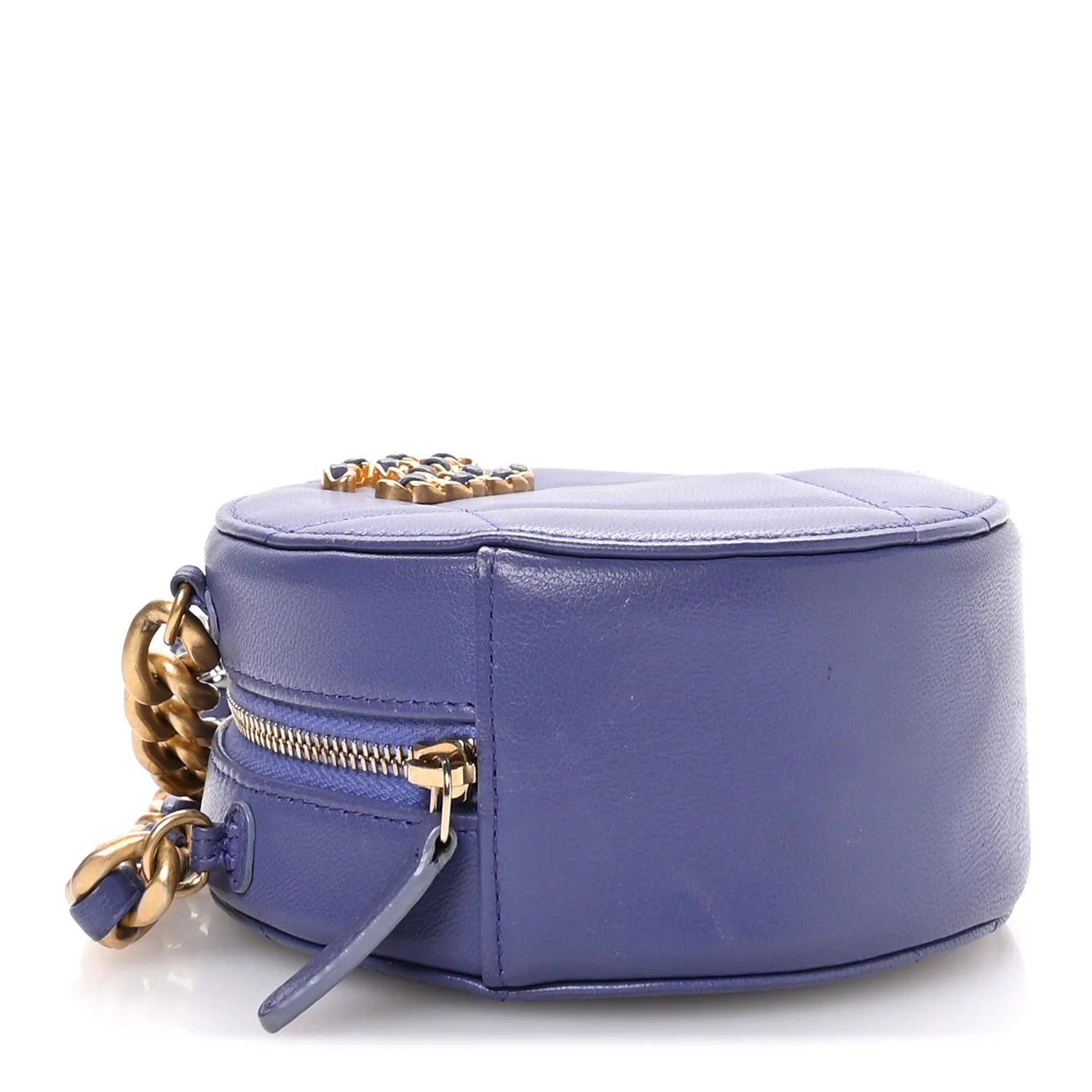 Lambskin Quilted Chanel 19 Round Clutch With Chain Purple - Top Club