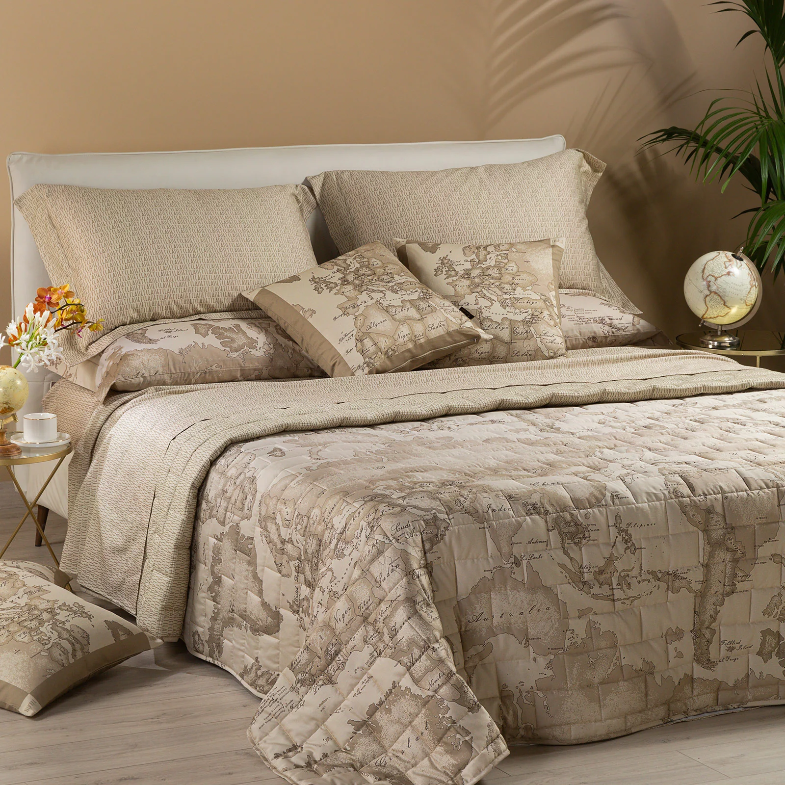 Copriletto Trapuntato In Raso Di Cotone Geo Safari Singolo Unica Caleffi