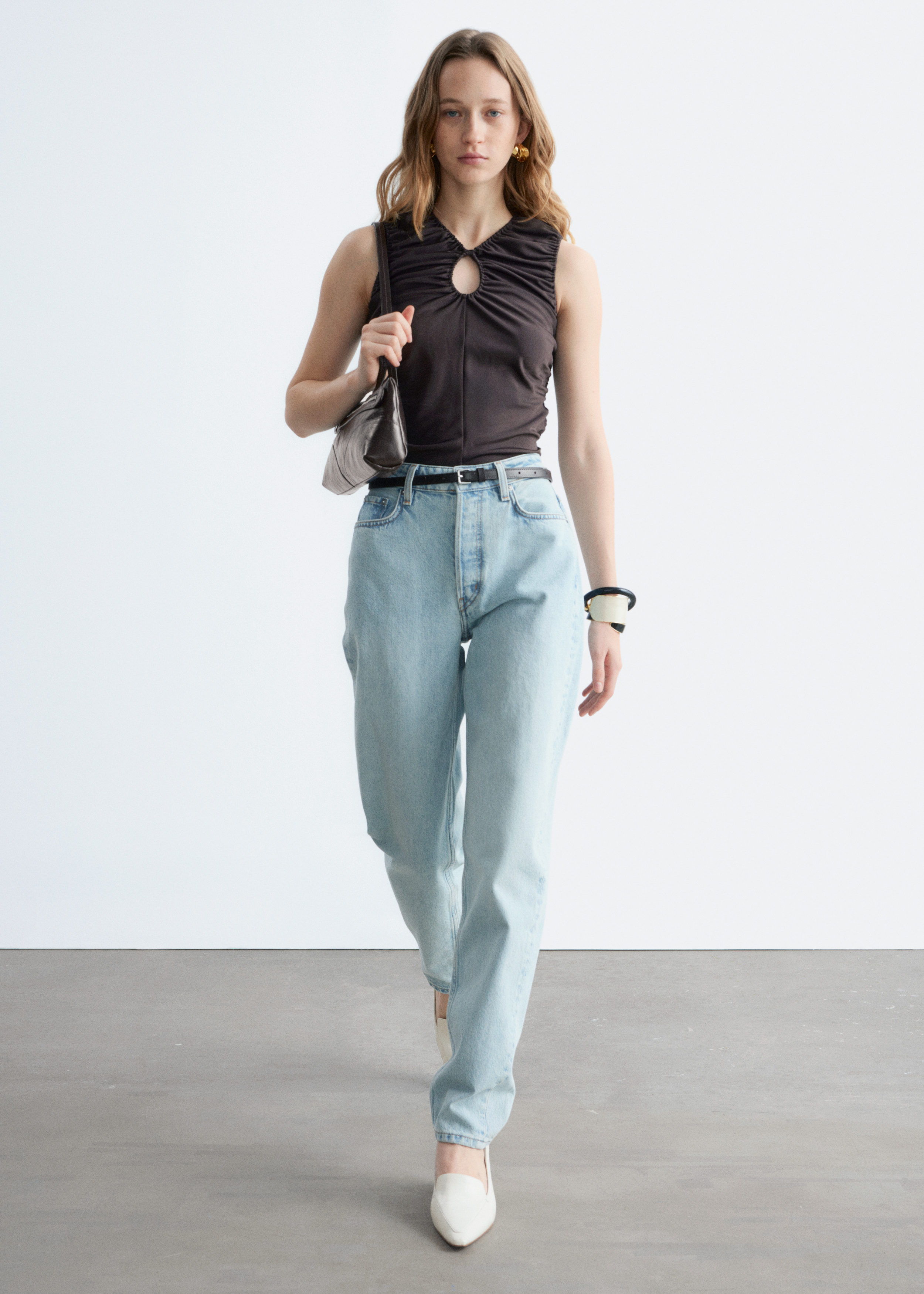 & Other Stories RUCHED KEYHOLE-NECK TOP