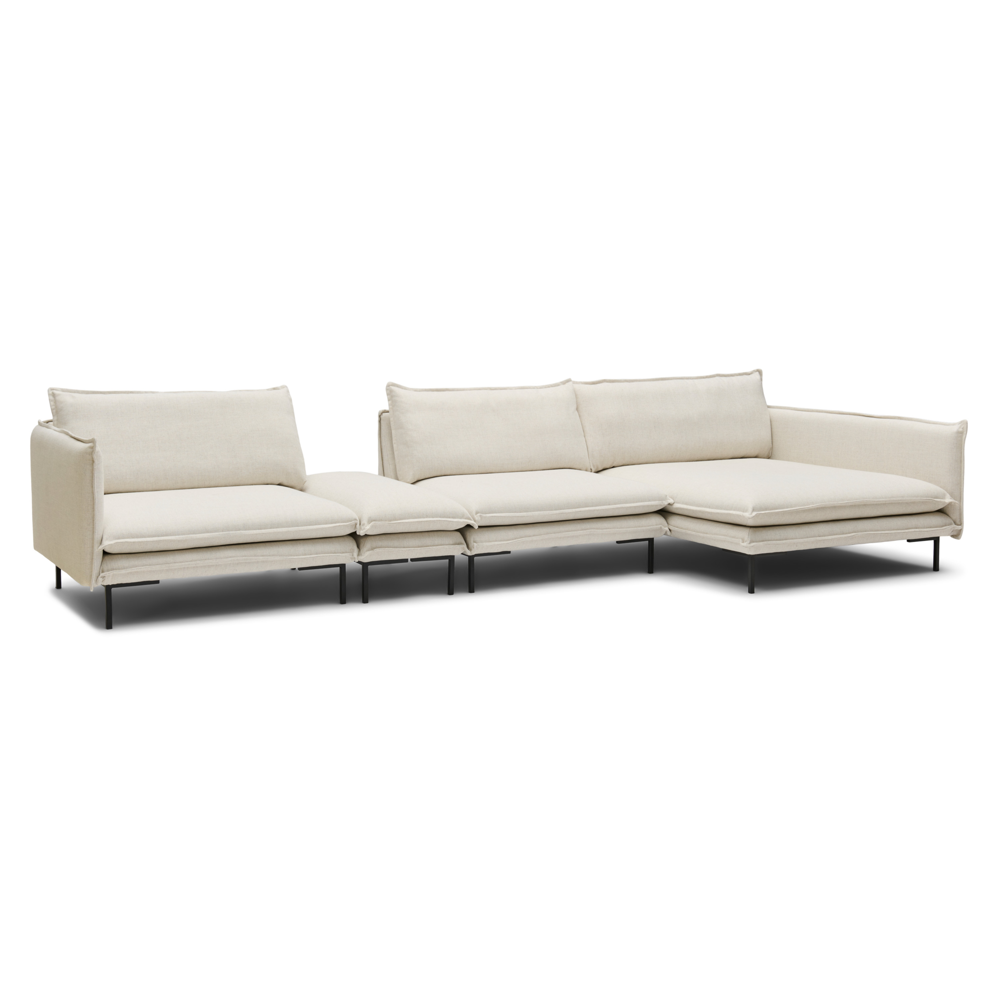 Hoekbank inclusief hocker Twin essence champagne rechts