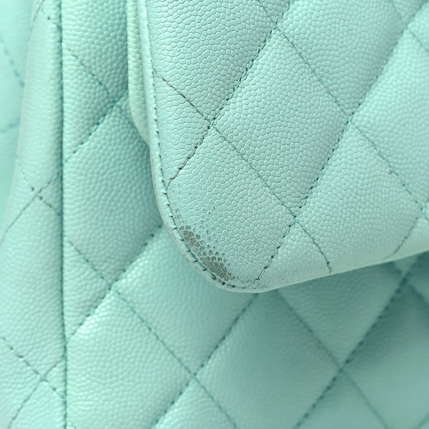 Caviar Quilted Jumbo Double Flap Light Green - Top Club