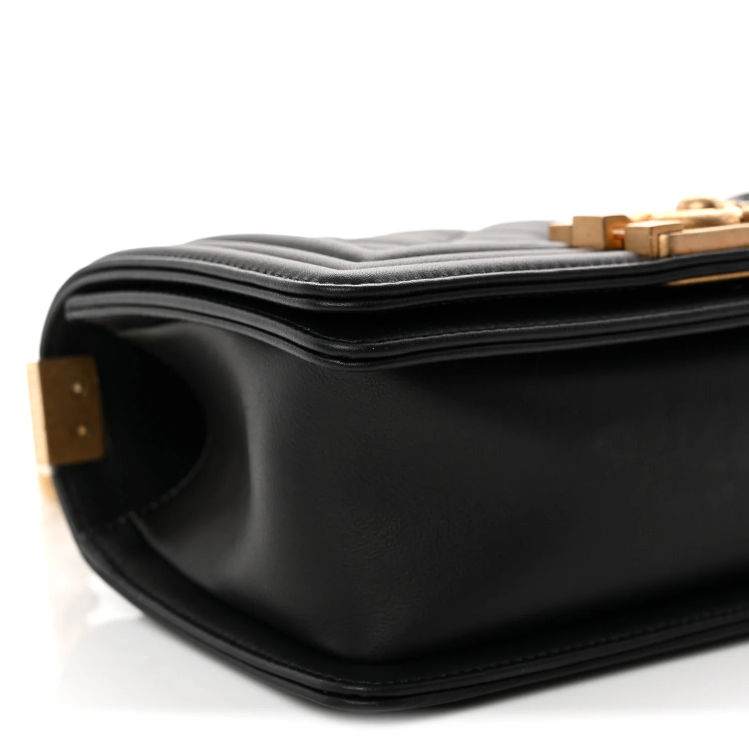 Calfskin Quilted Small Boy Flap Black - Top Club