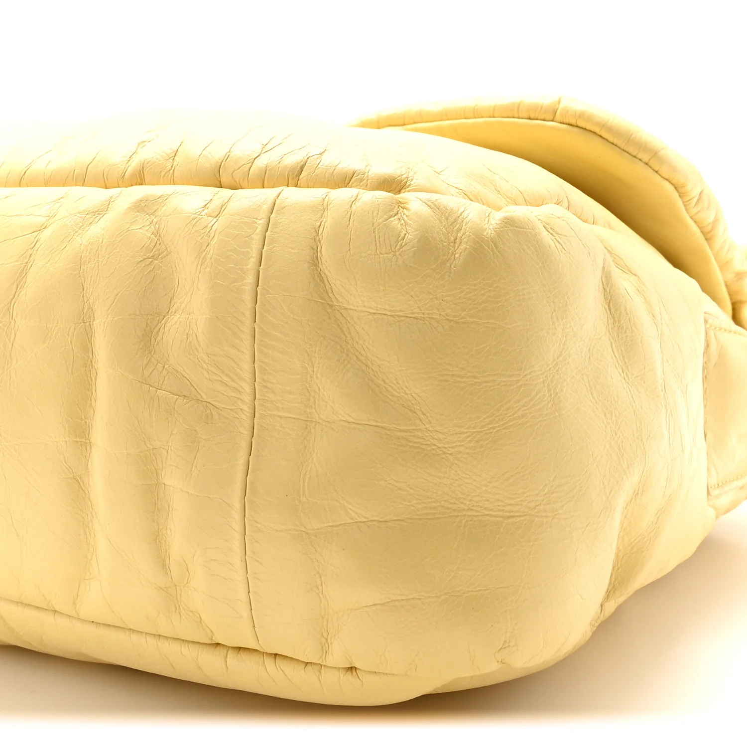 Paper Calfskin Puffy Flap Butter Brass - Top Club