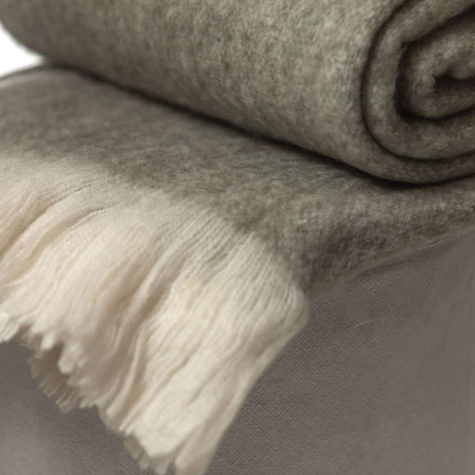 Plaid woolmix Fringe moongrey