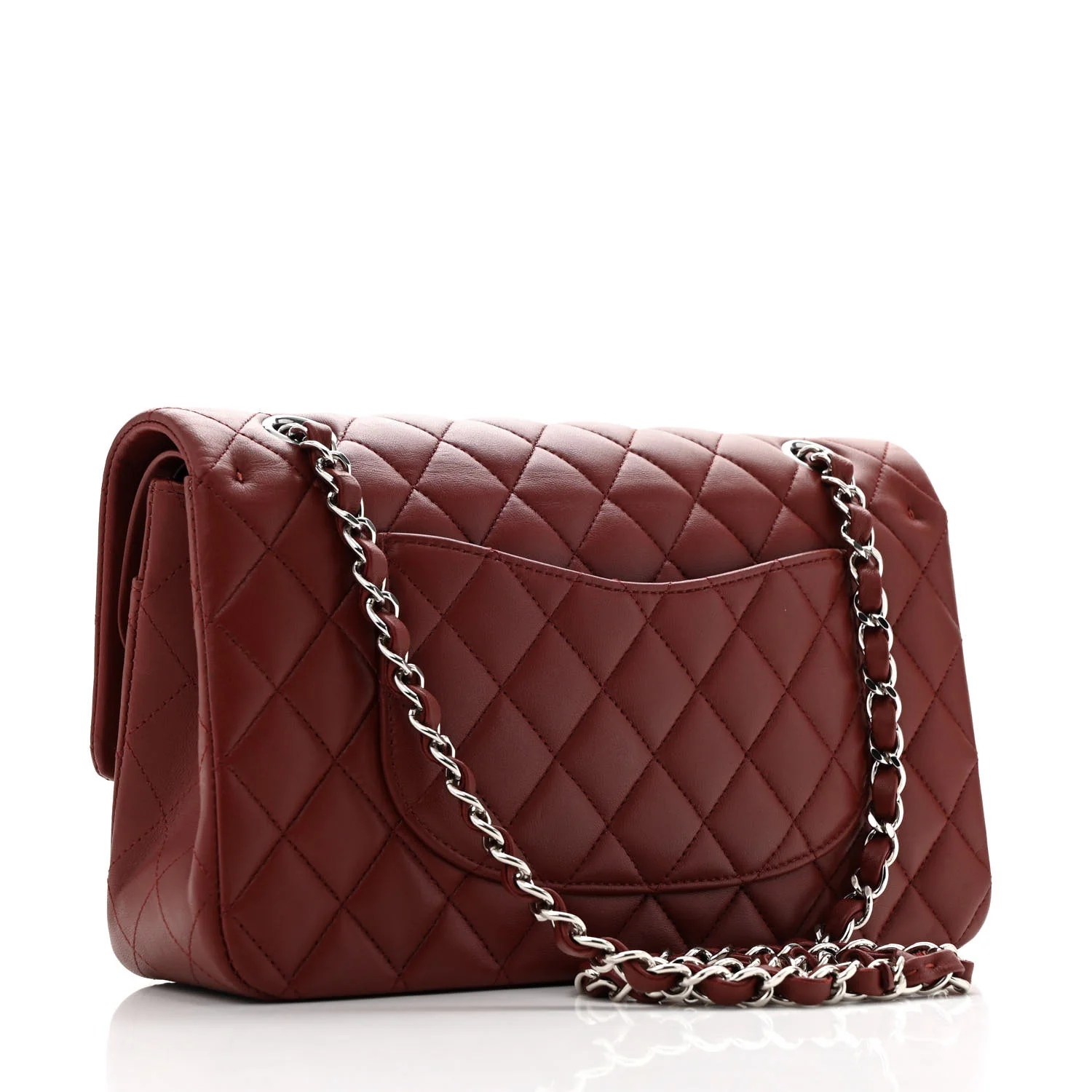 Lambskin Quilted Medium Double Flap Burgundy - Top Club