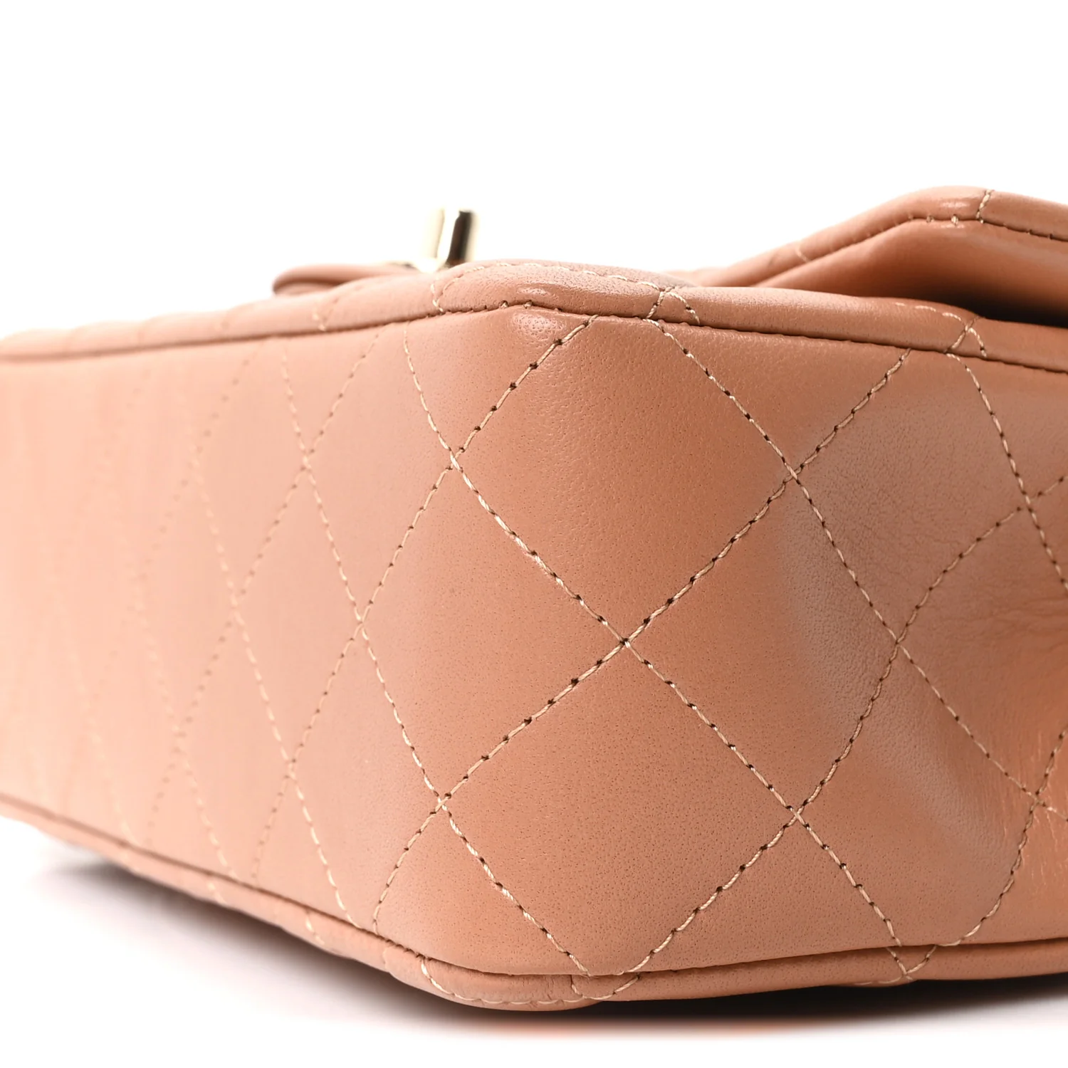 Lambskin Quilted Mini Rectangular Flap Brown - Top Club