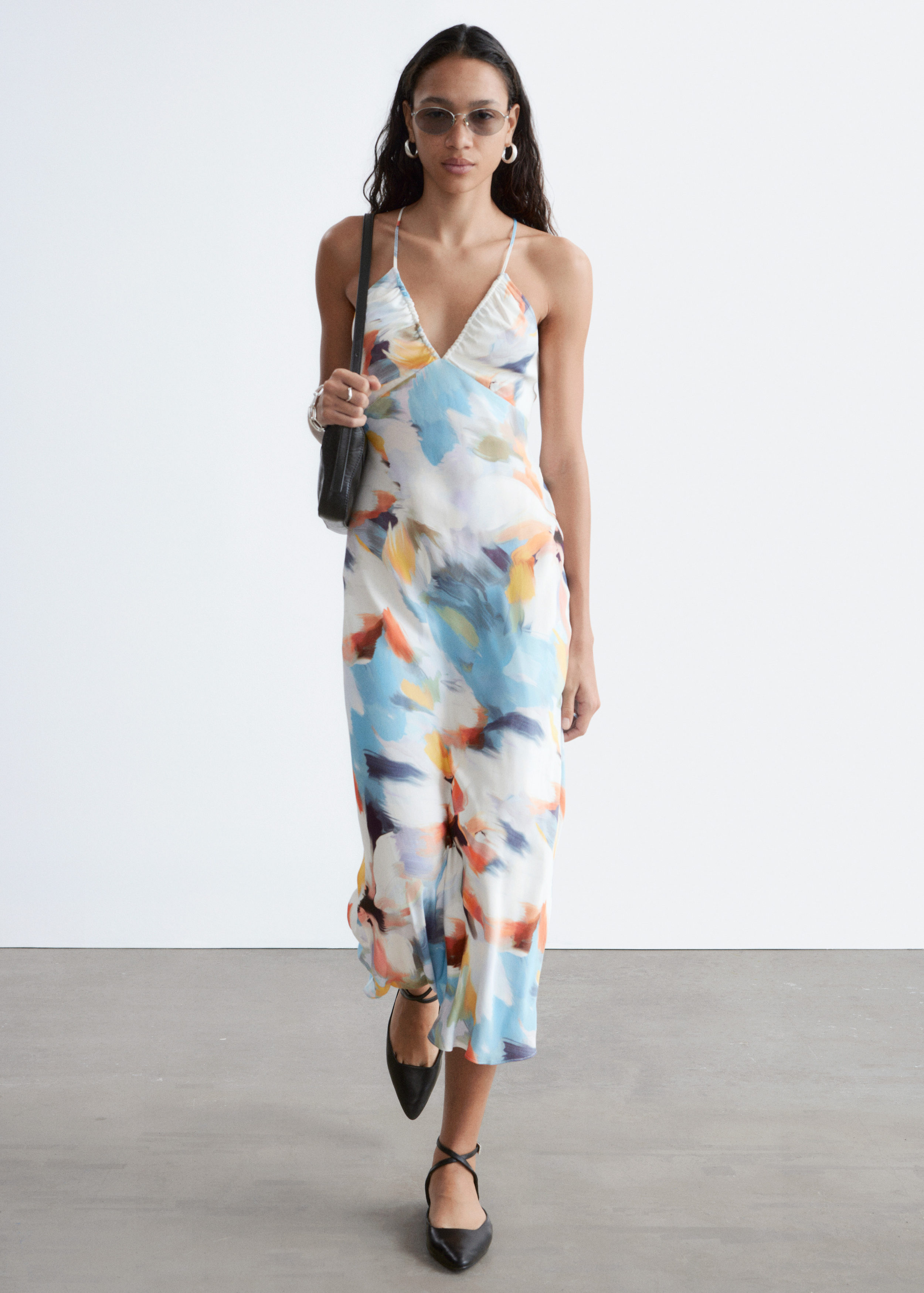 & Other Stories SATIN SLIP MIDI DRESS