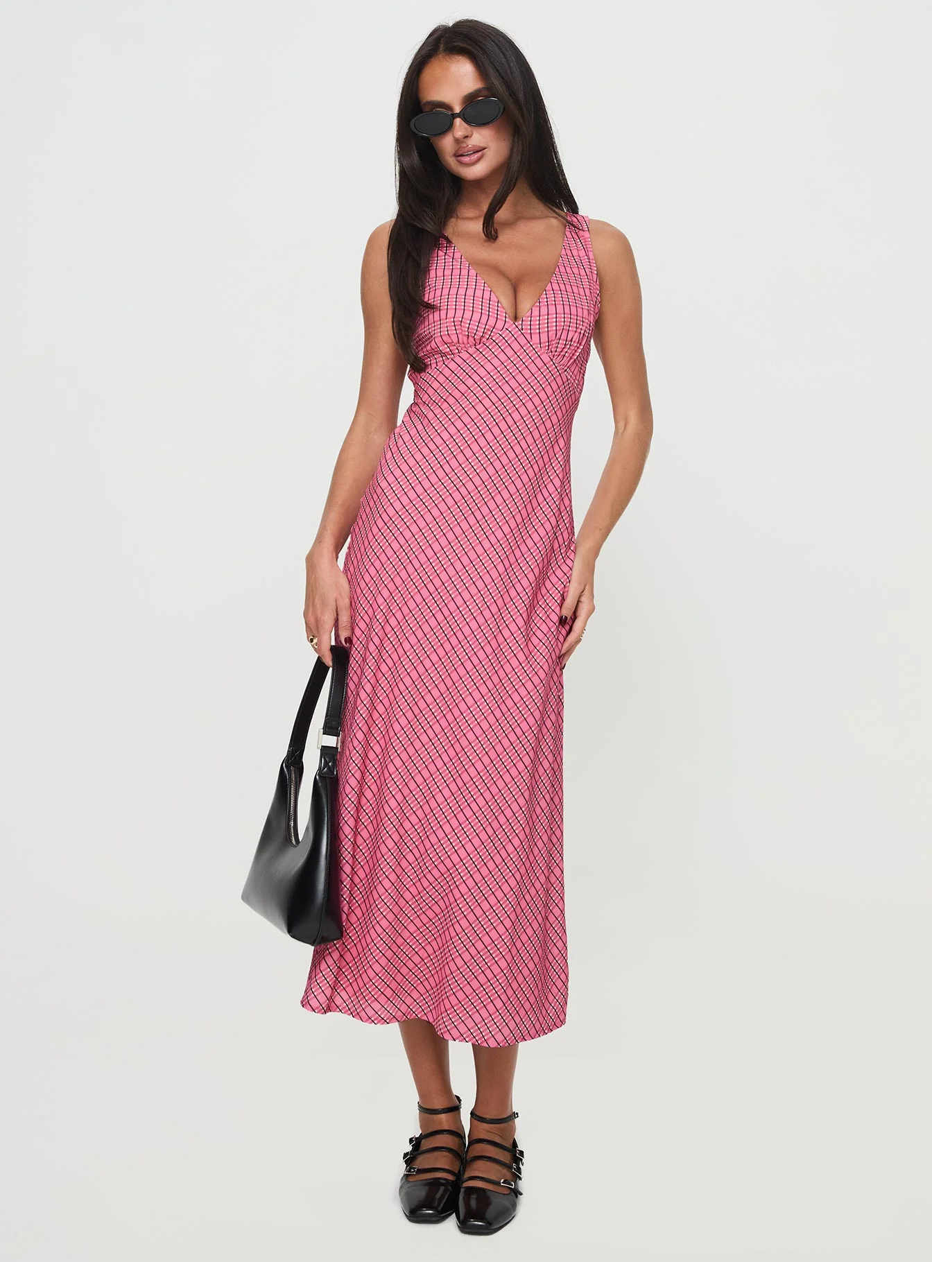 Nellie Midi Dress Pink Check