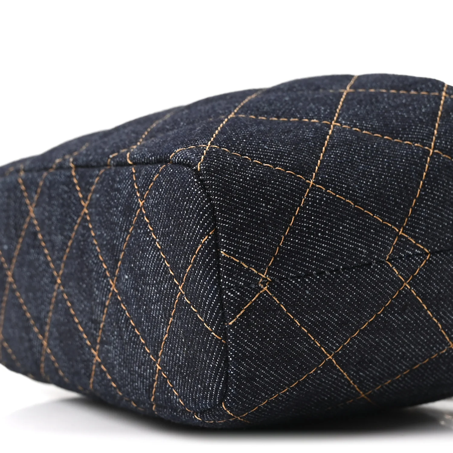 Denim Quilted Hobo Clutch With Chain Dark Blue Orange - Top Club