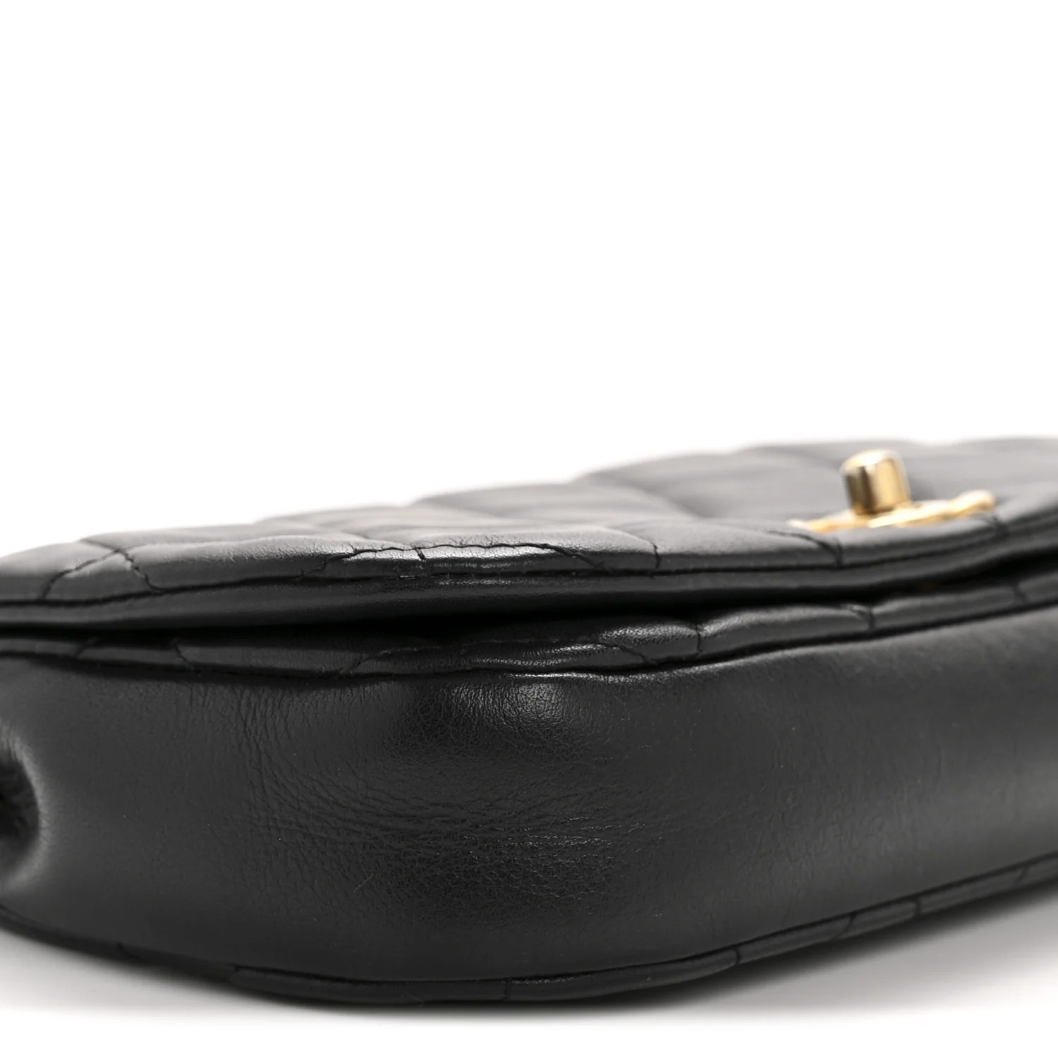 Calfskin Quilted Coco Mail Clutch With Chain Black - Top Club