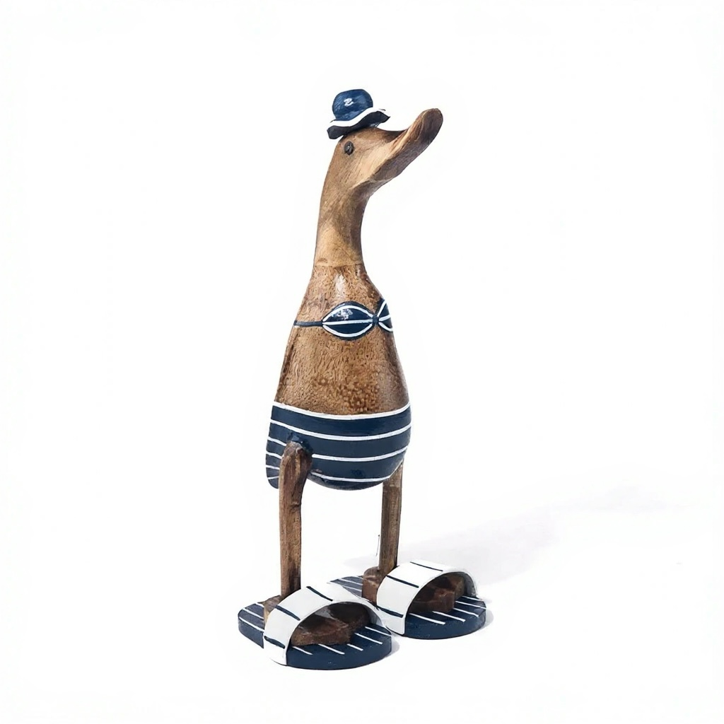 Houten eend gestreepte bikini met badslippers