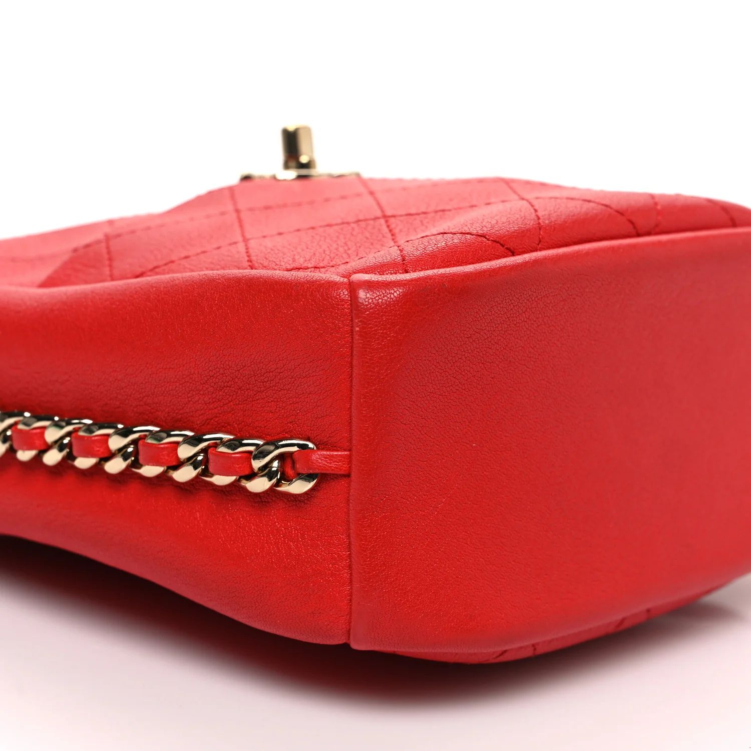 Goatskin Stitched Casual Trip North South Camera Case Red - Top Club