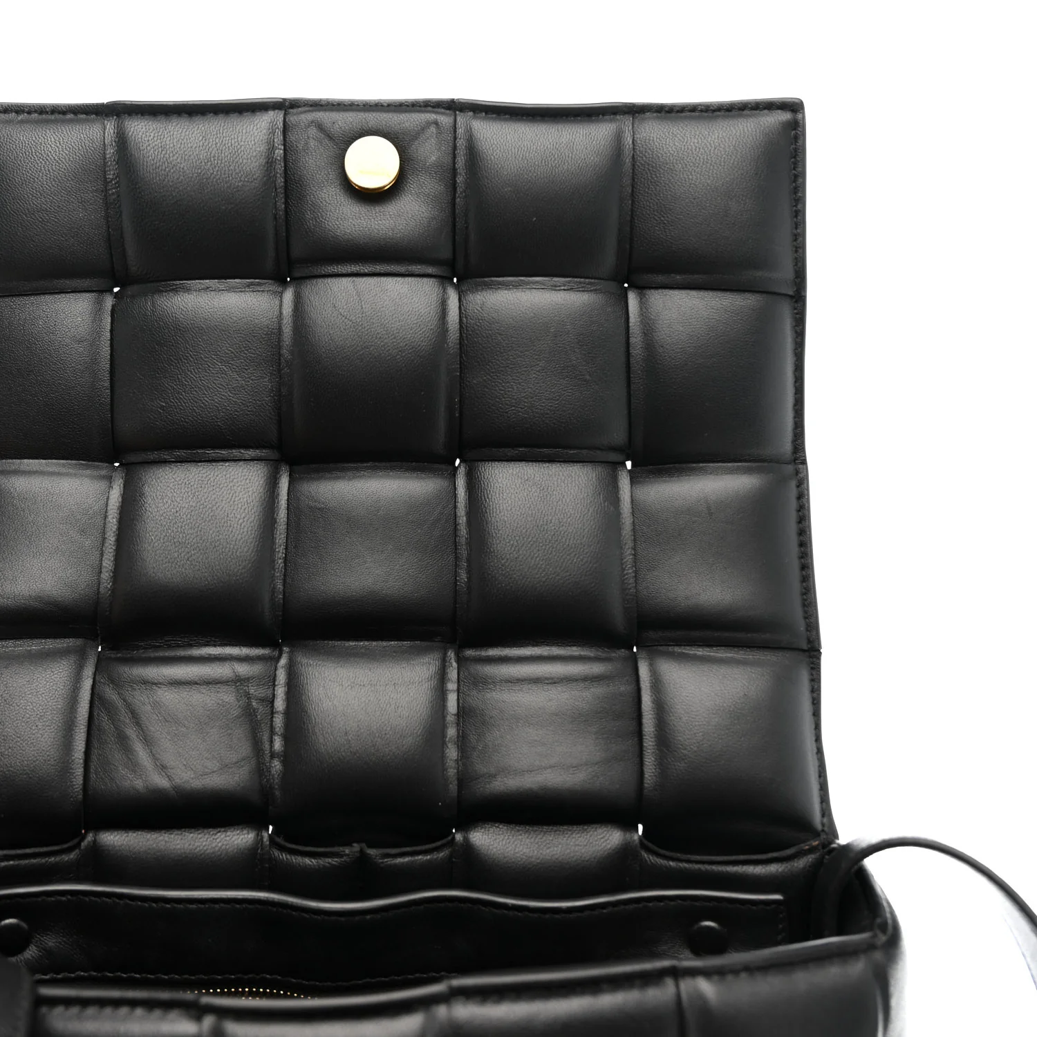 Nappa Maxi Intreccio Padded Cassette Crossbody Bag Black - Top Club