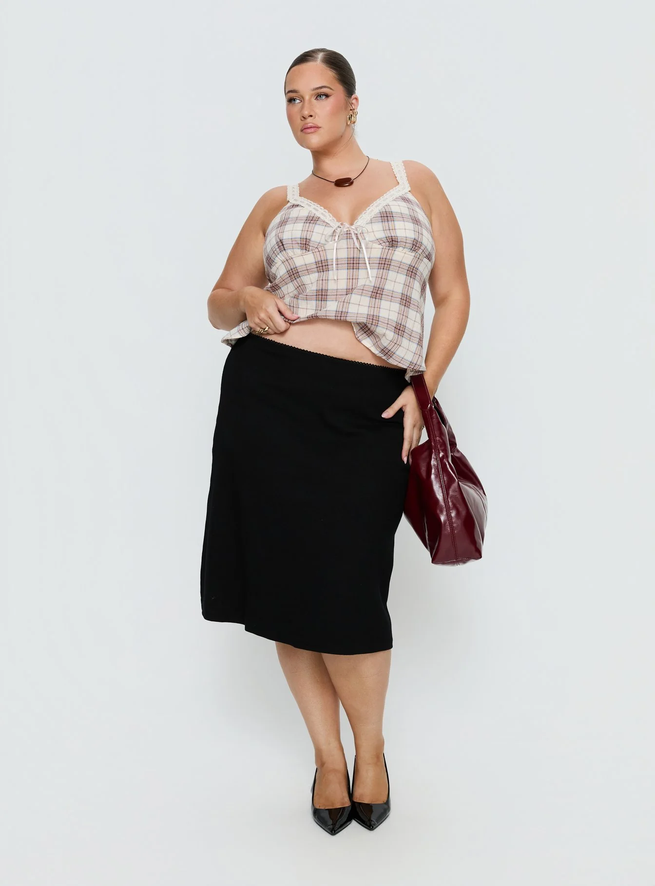 Baseline Rib Midi Skirt Black Curve