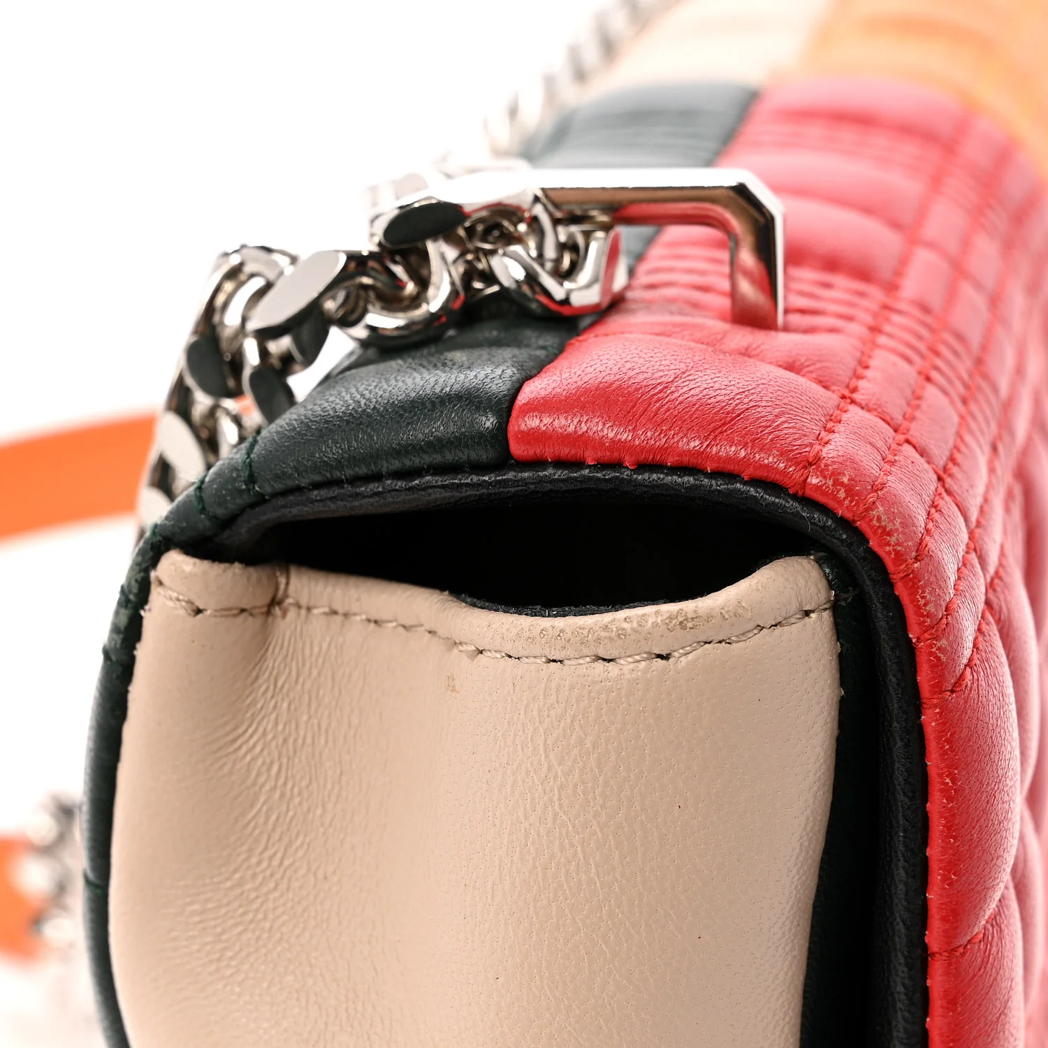 Lambskin Quilted Small Lola Bag Bright Red Orange - Top Club