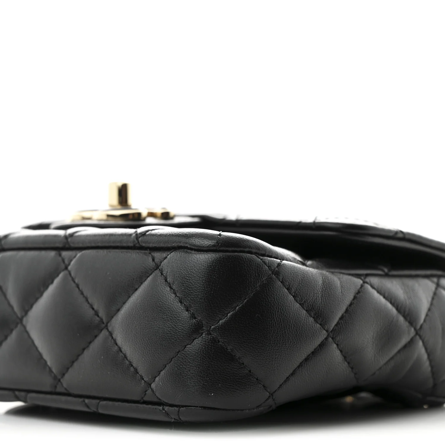 Lambskin Resin Quilted Mini Heart Square Flap Black - Top Club