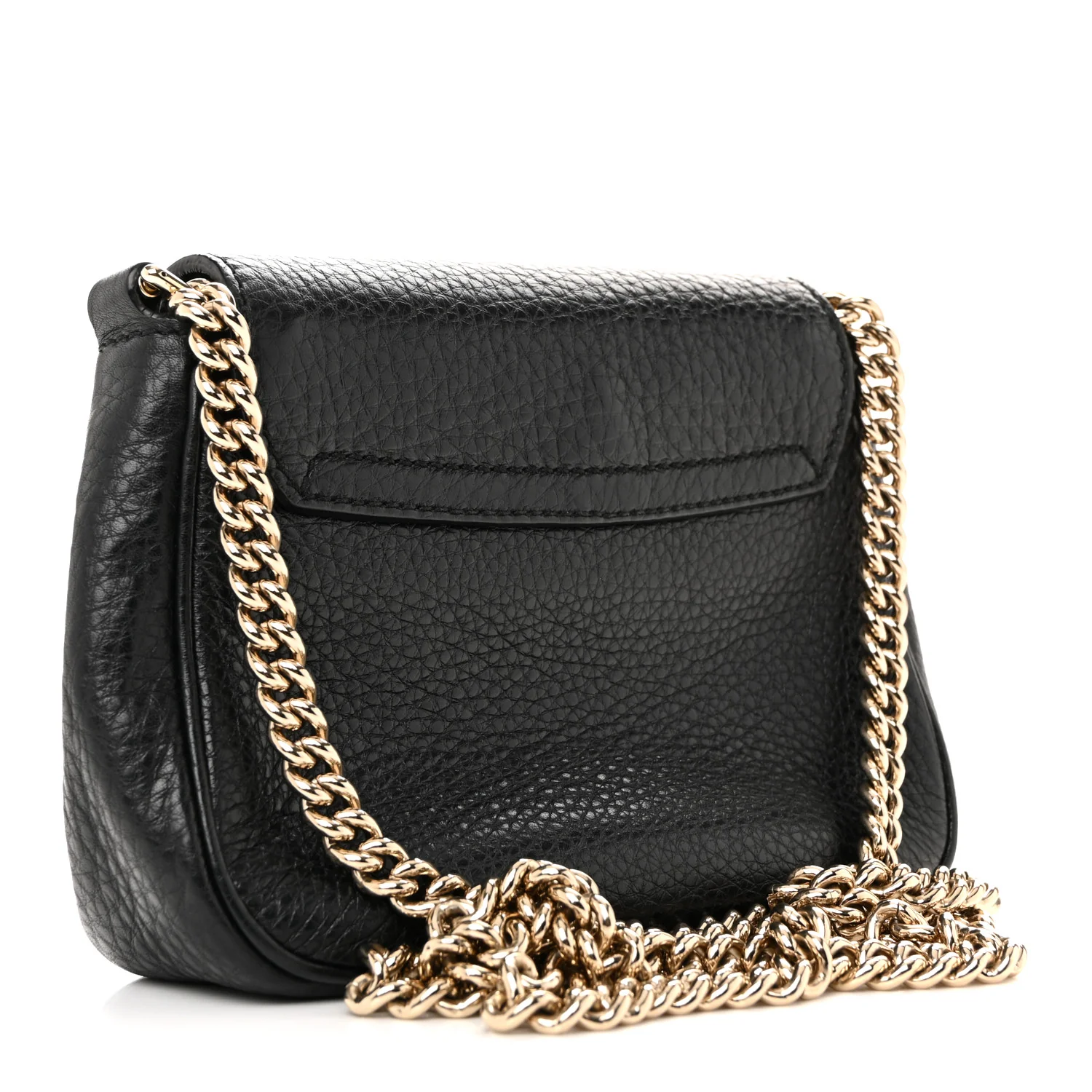 Pebbled Calfskin Small Soho Flap Crossbody Black - Top Club