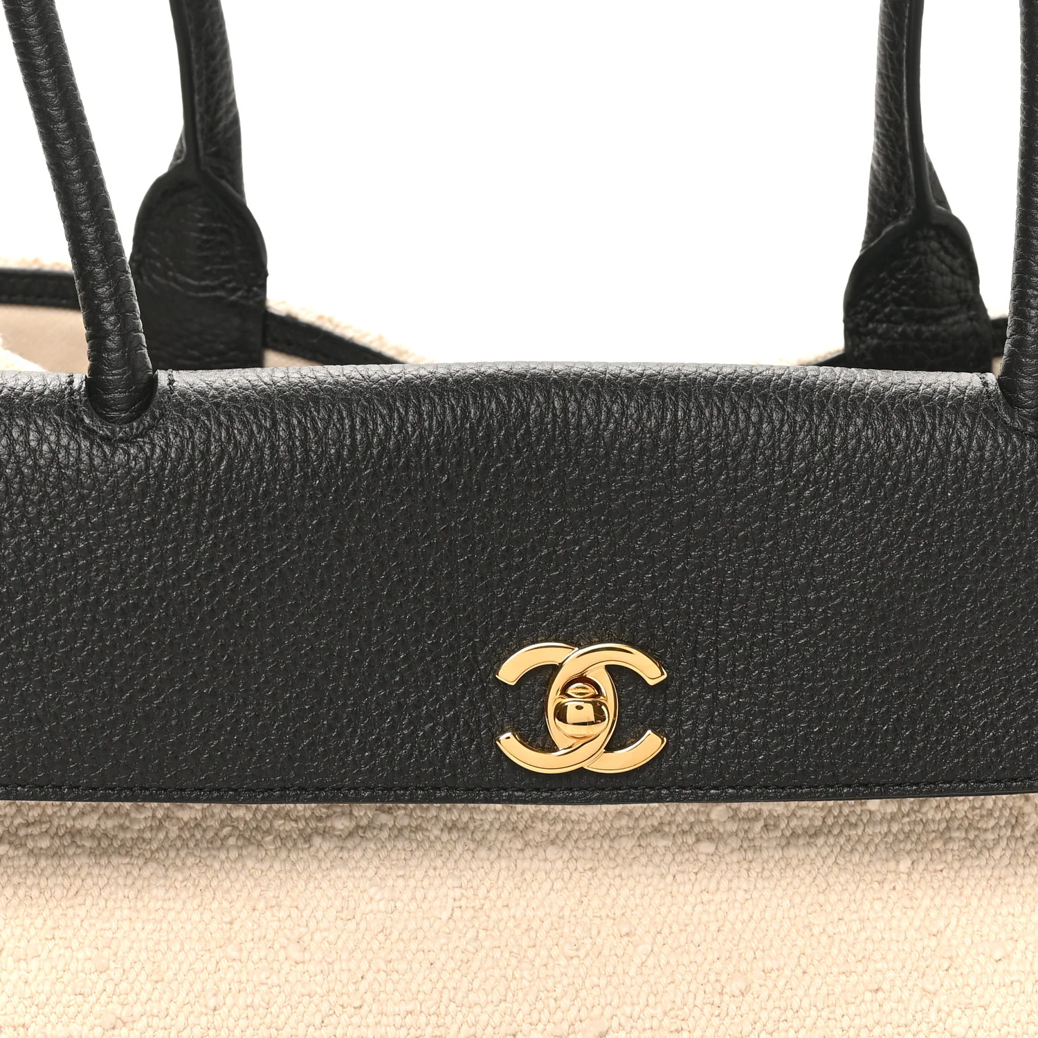 Grained Calfskin Boucle Urban Essentials Small Shopping Bag Black Ivory - Top Club