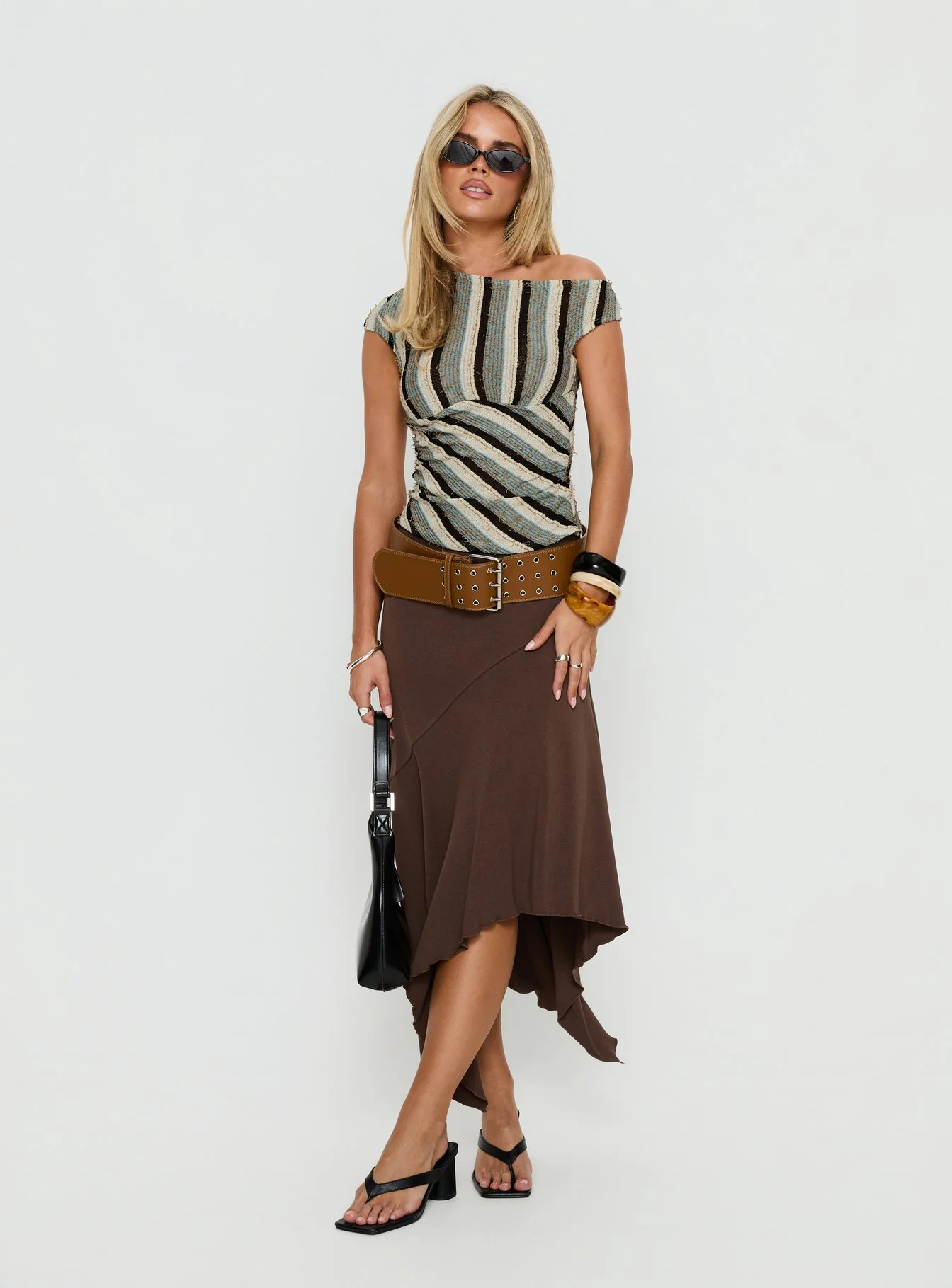 Darcia One Shoulder Top Multi Stripe