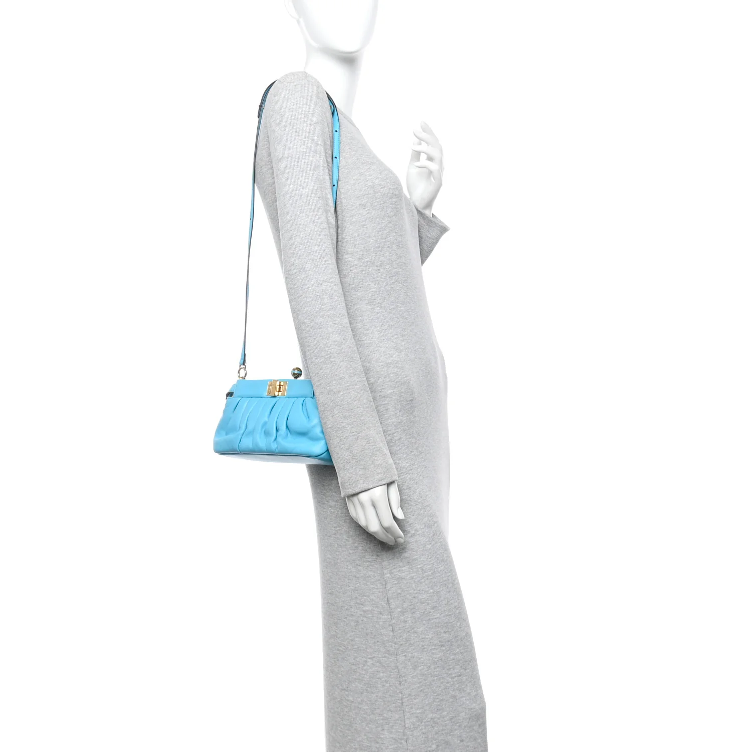 Shiny Nappa Small Peekaboo Click Bag Pool
