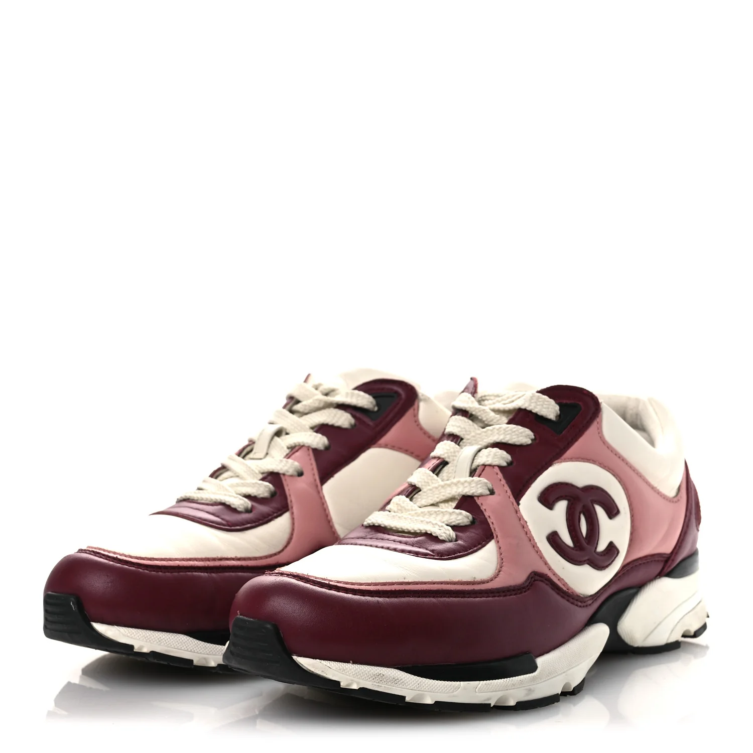 Calfskin CC Sneakers 38.5 Light Burgundy White Pink - Top Club