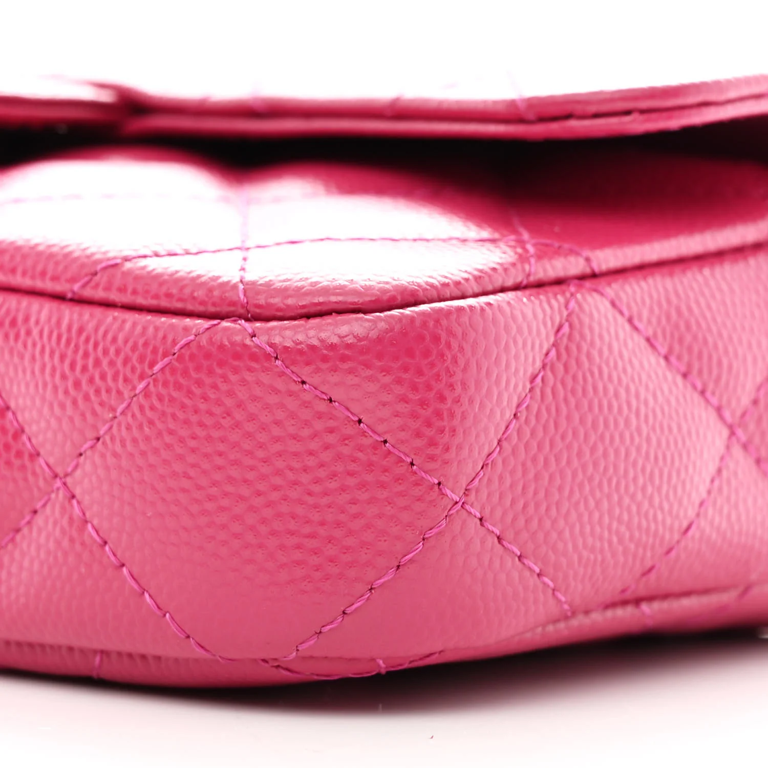 Caviar Quilted Flap Phone Holder With Chain Pink - Top Club