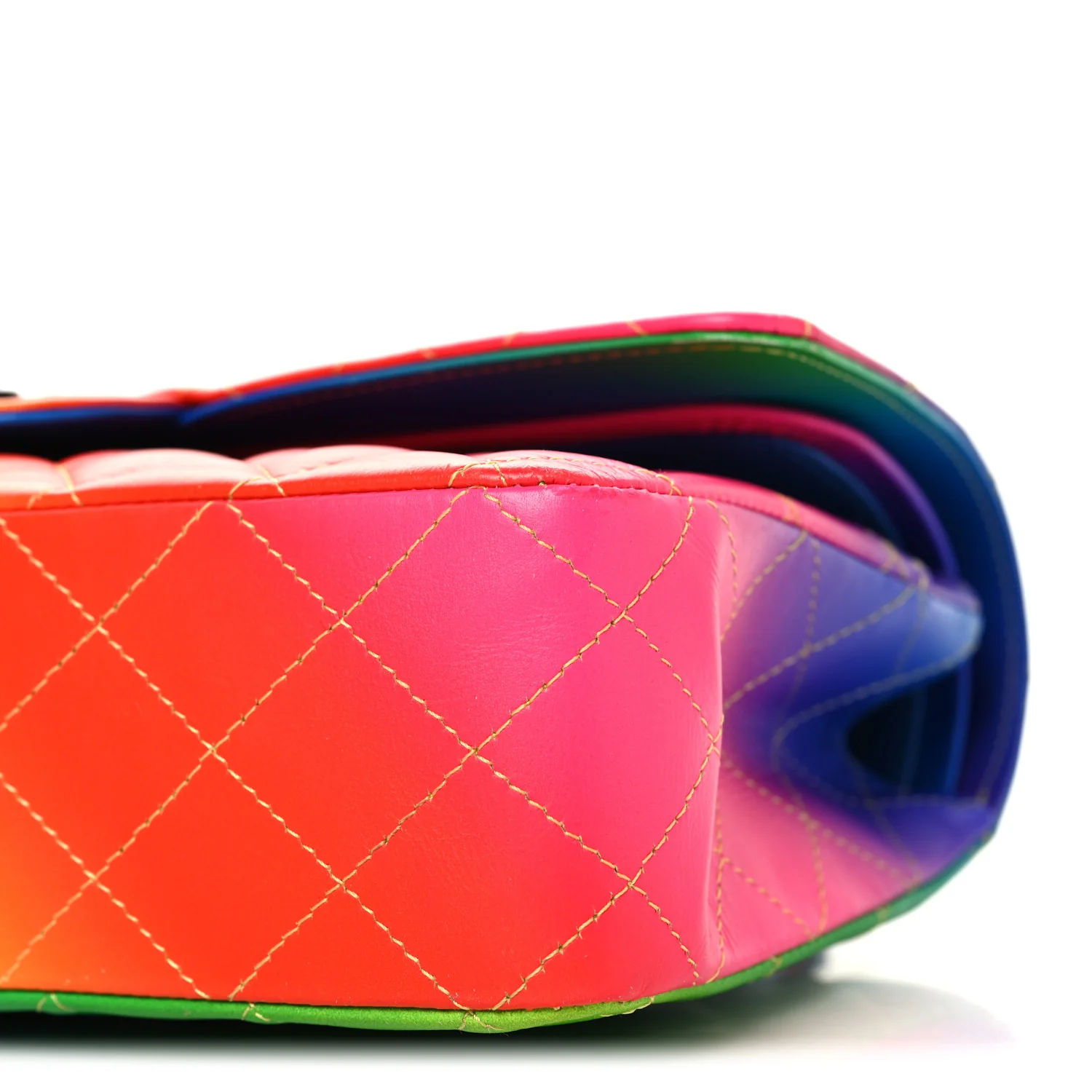 Calfskin Quilted Medium Rainbow Double Flap Multicolor - Top Club