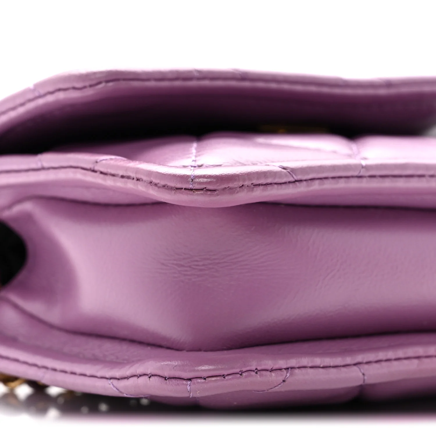 Shiny Lambskin Quilted Extra Mini Flap Purple - Top Club