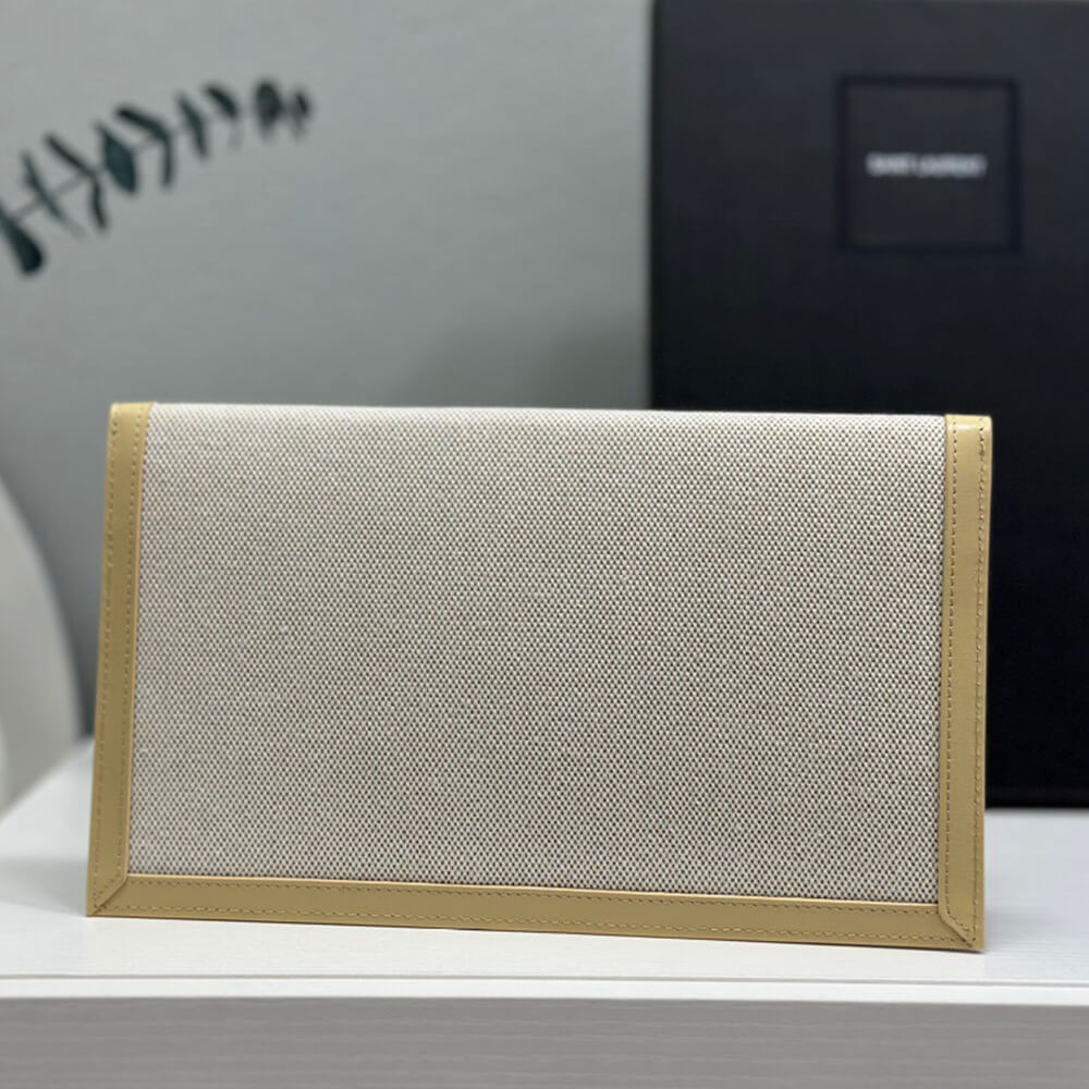 YSL uptown pouch in canvas and leather - Top Club